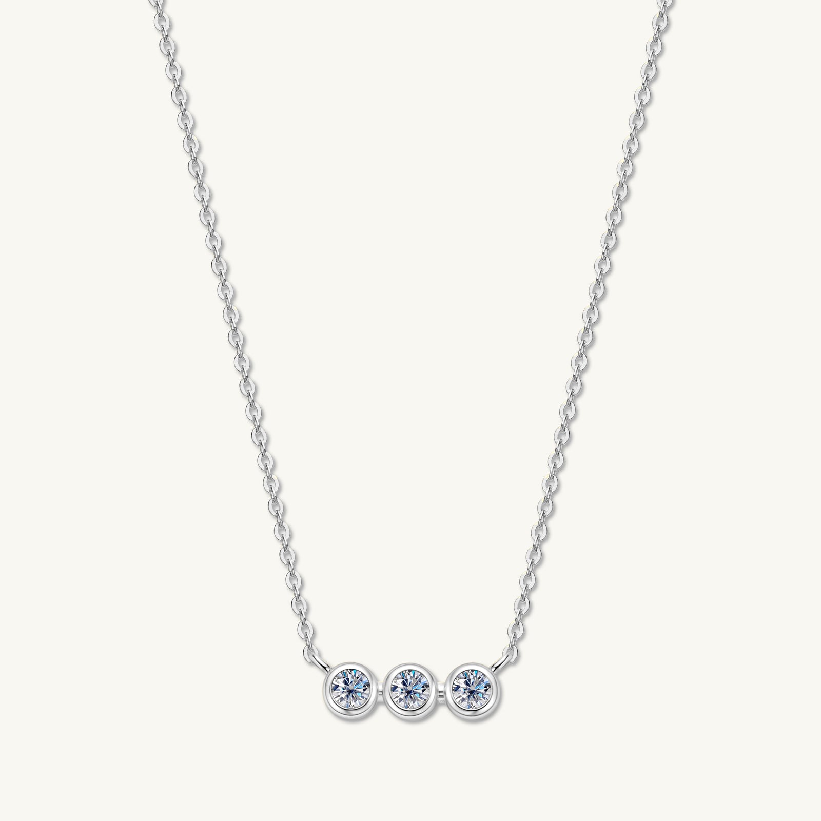 Trio Bezel Moissanite Necklace