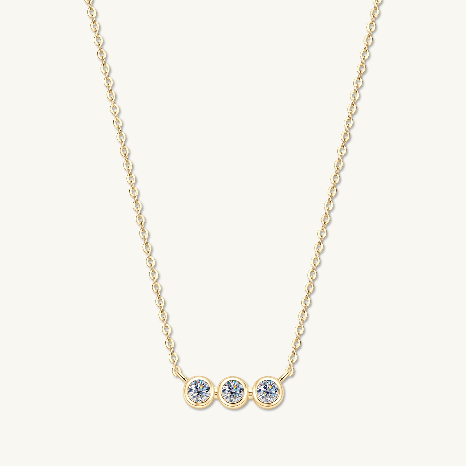 Trio Bezel Moissanite Necklace