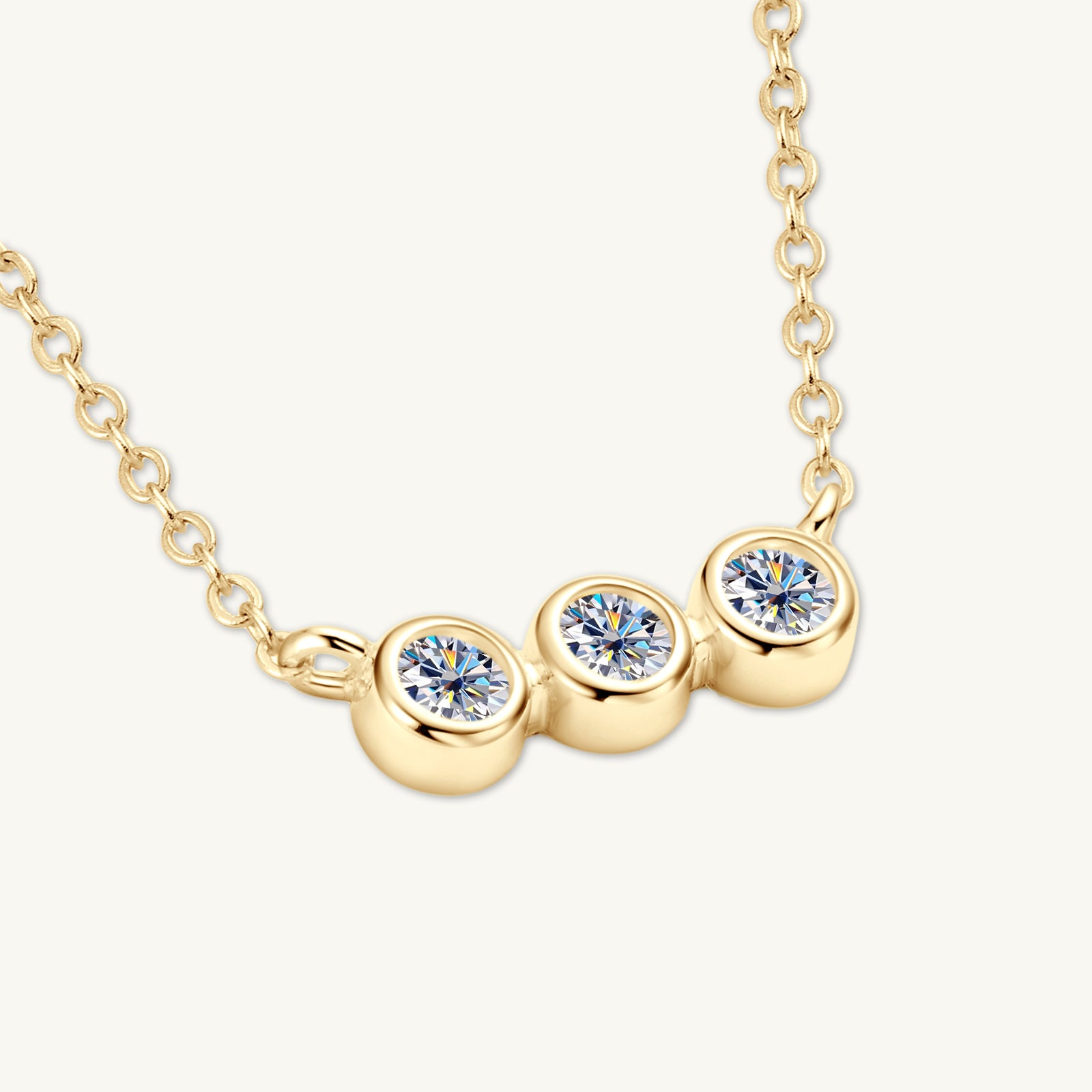 Trio Bezel Moissanite Necklace