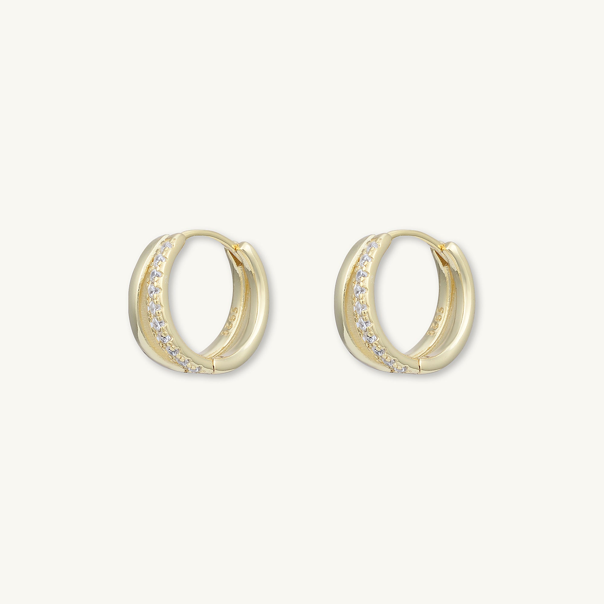 Double Zirconia Huggie Hoop Earrings