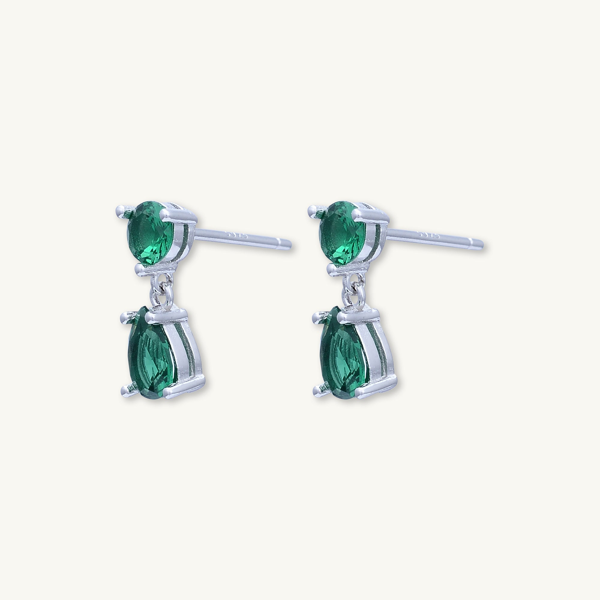 Emerald authentic & Pearl 14K Gold Vermeil Over Sterling Silver Earring