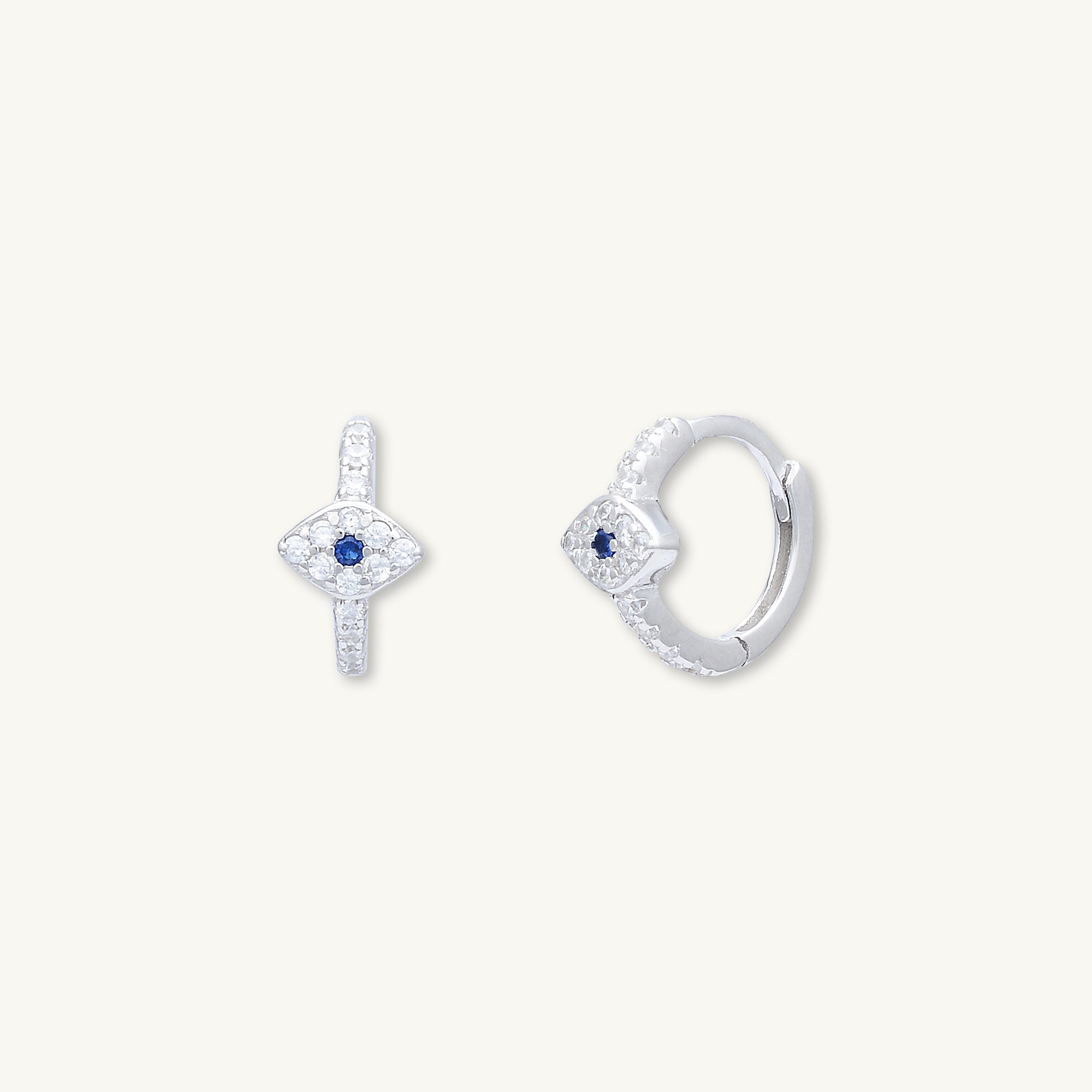 Evil Eye Sapphire Huggie Earrings