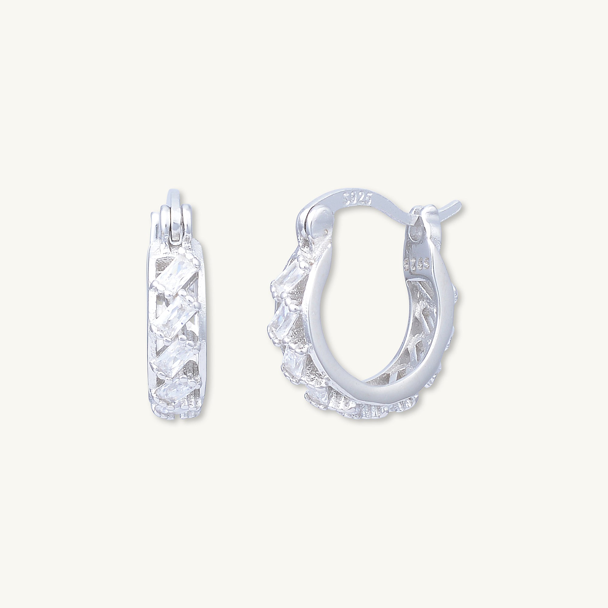 Baguette Sapphire Hoop Earrings