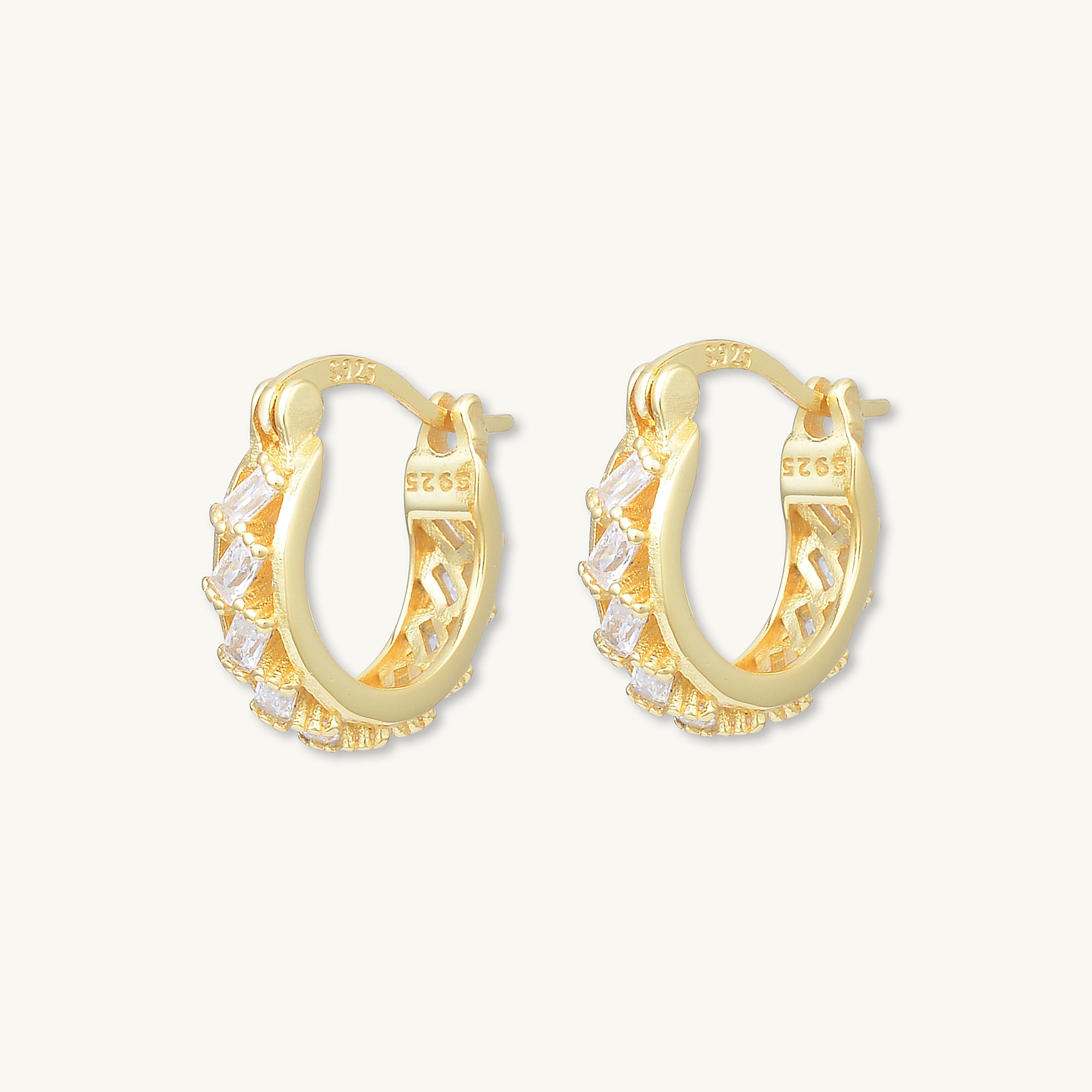 Baguette Sapphire Hoop Earrings