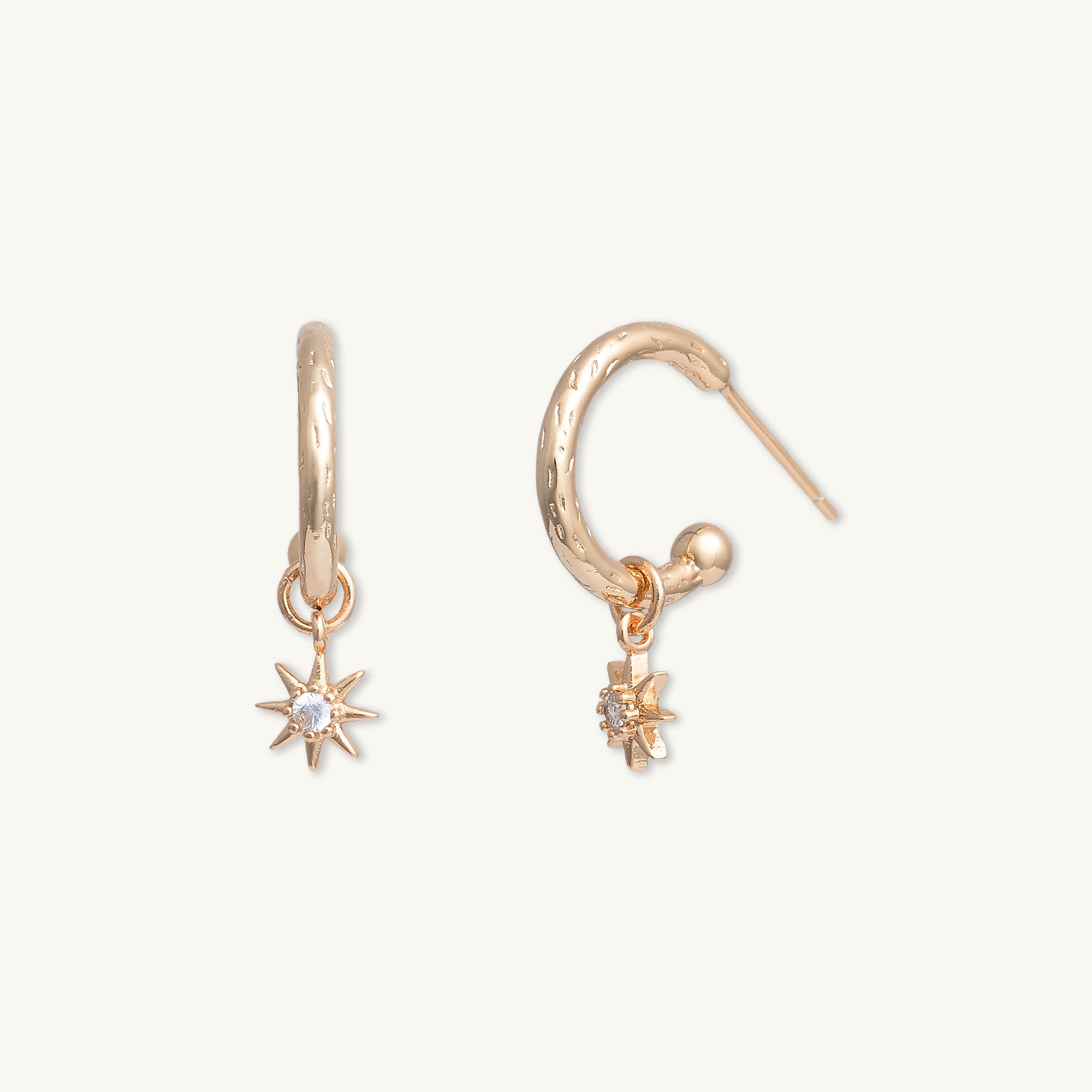 North Star Dangle Molten Huggie Earrings