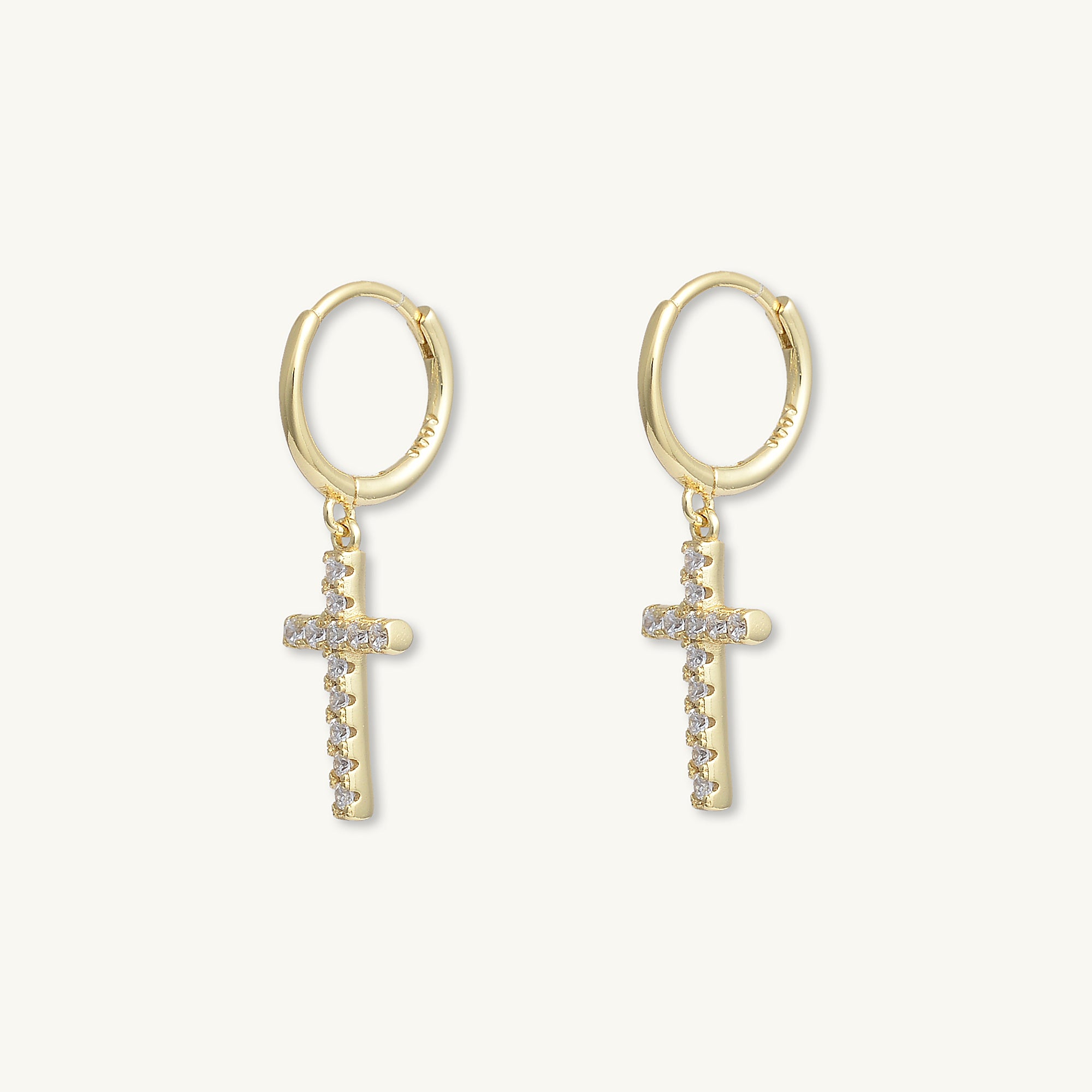 Classic Cross Zirconia Huggie Earrings