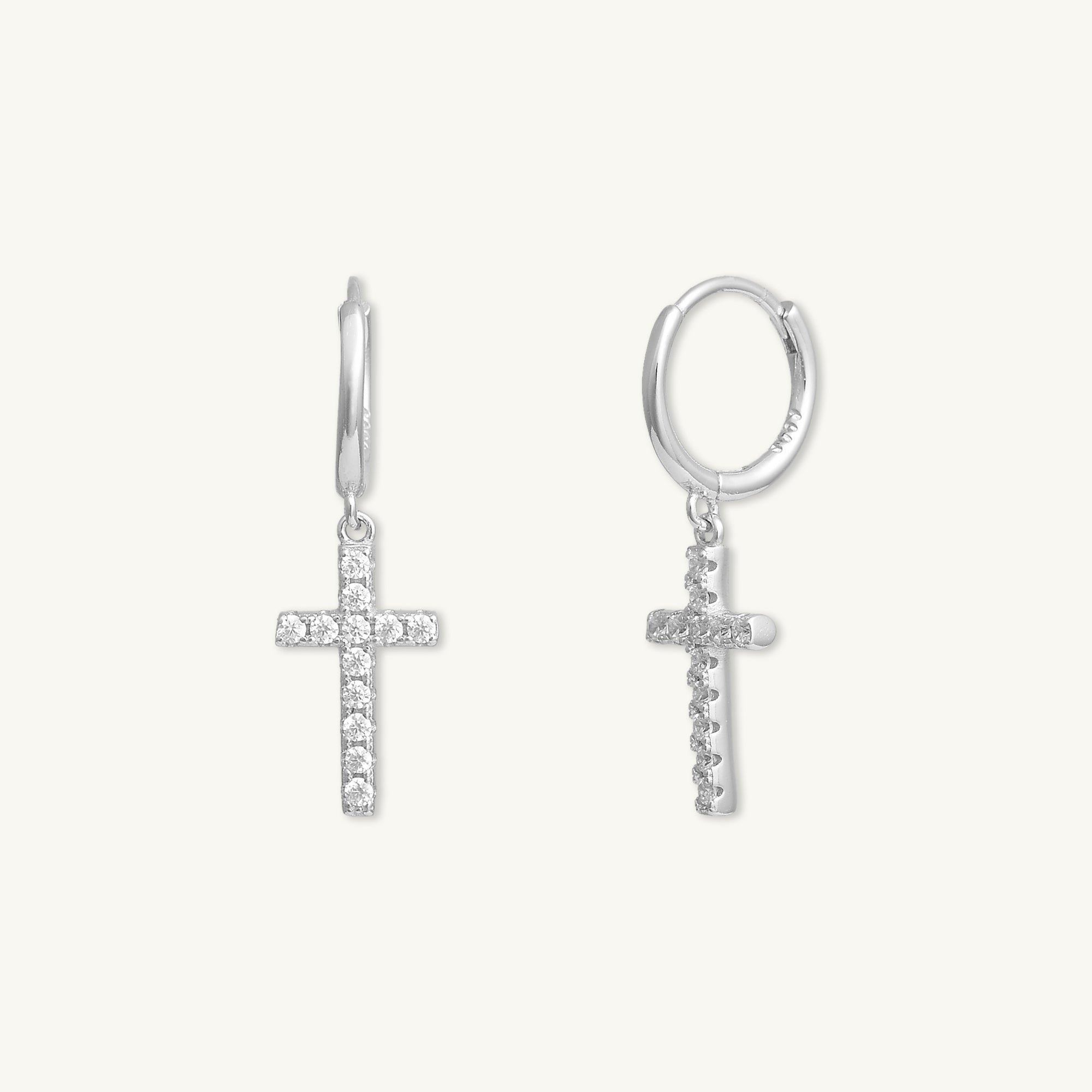 Classic Cross Zirconia Huggie Earrings