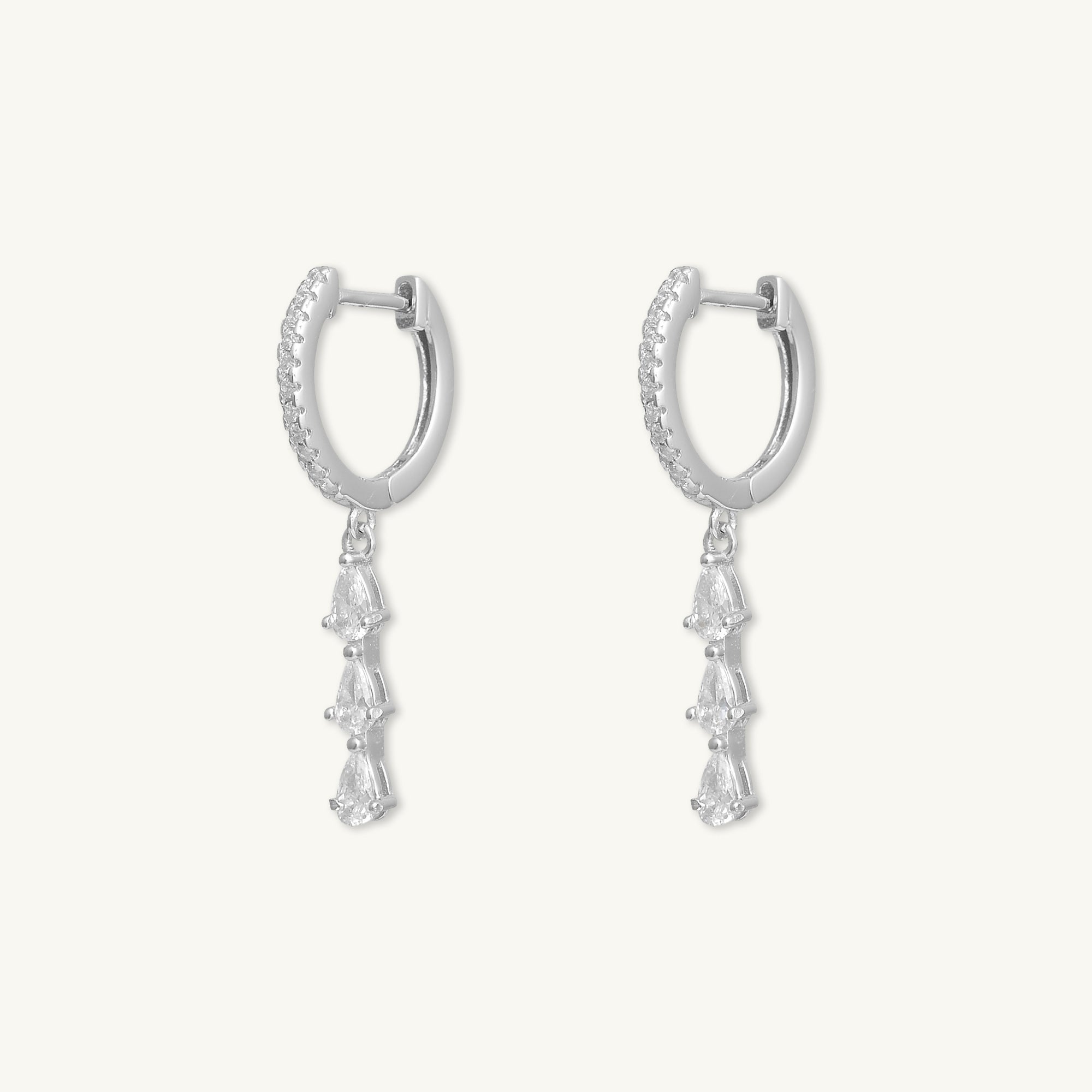 Teardrop Bar Zirconia Huggie Hoop Earrings