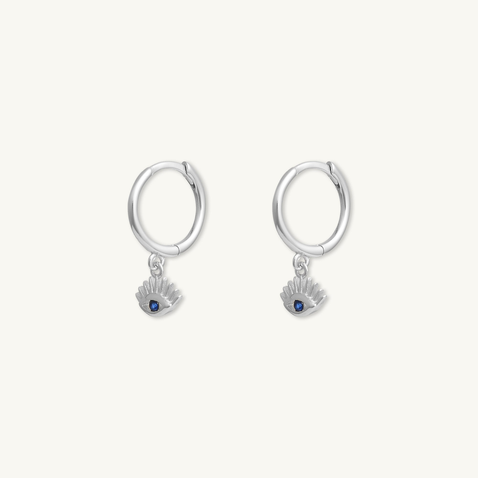 Evil Eye Symbolic Blue Huggie Earrings