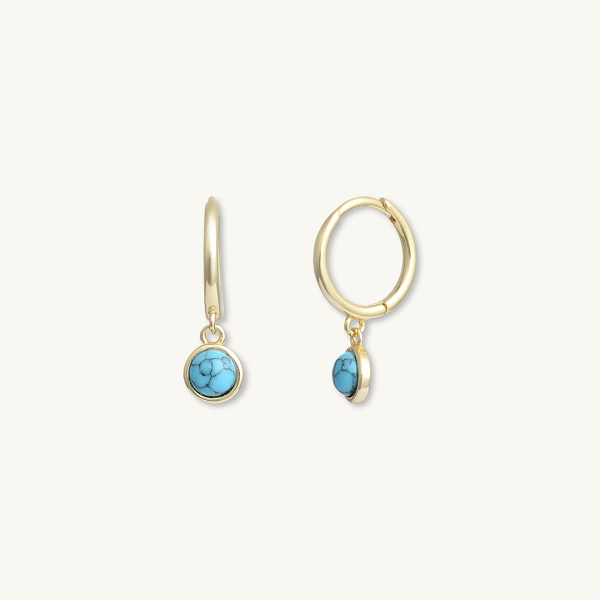 Turquoise Gold top Hoop Earrings, December Birthstone Gemstone Dangle Earrings, Boho Turquoise Earrings