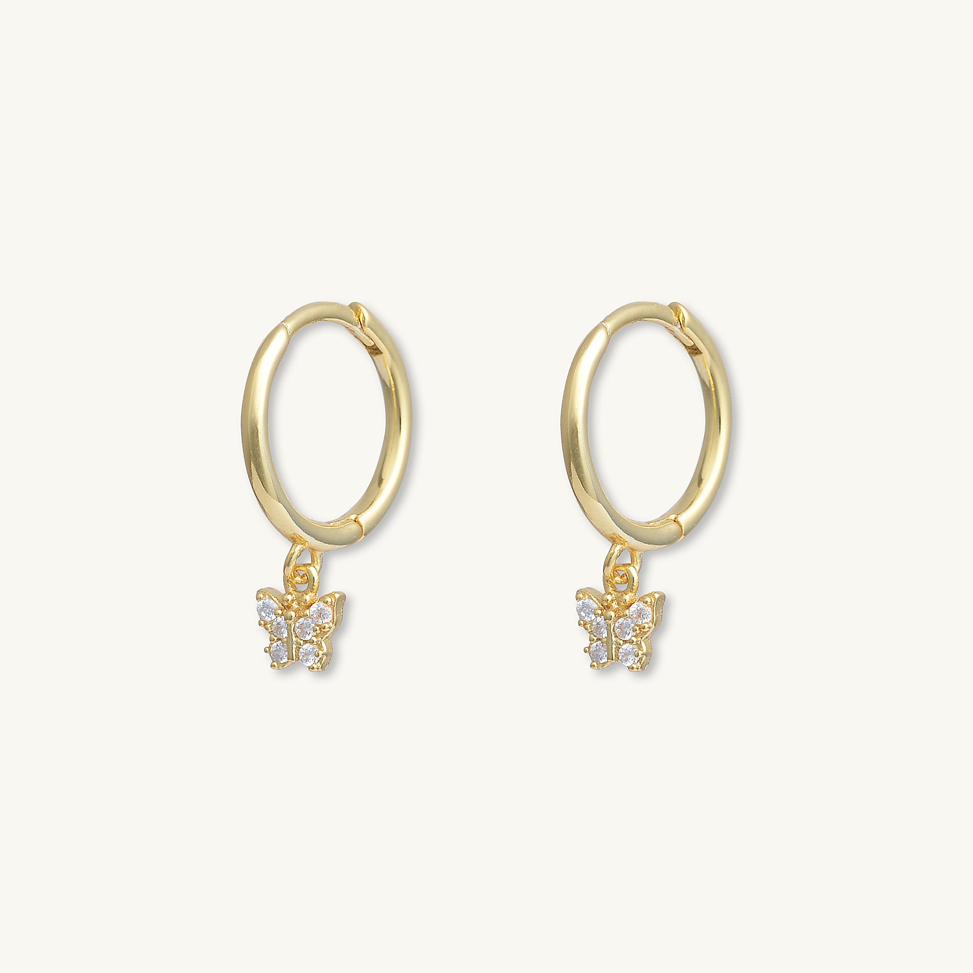 Butterfly Zirconia Drop Huggie Earrings