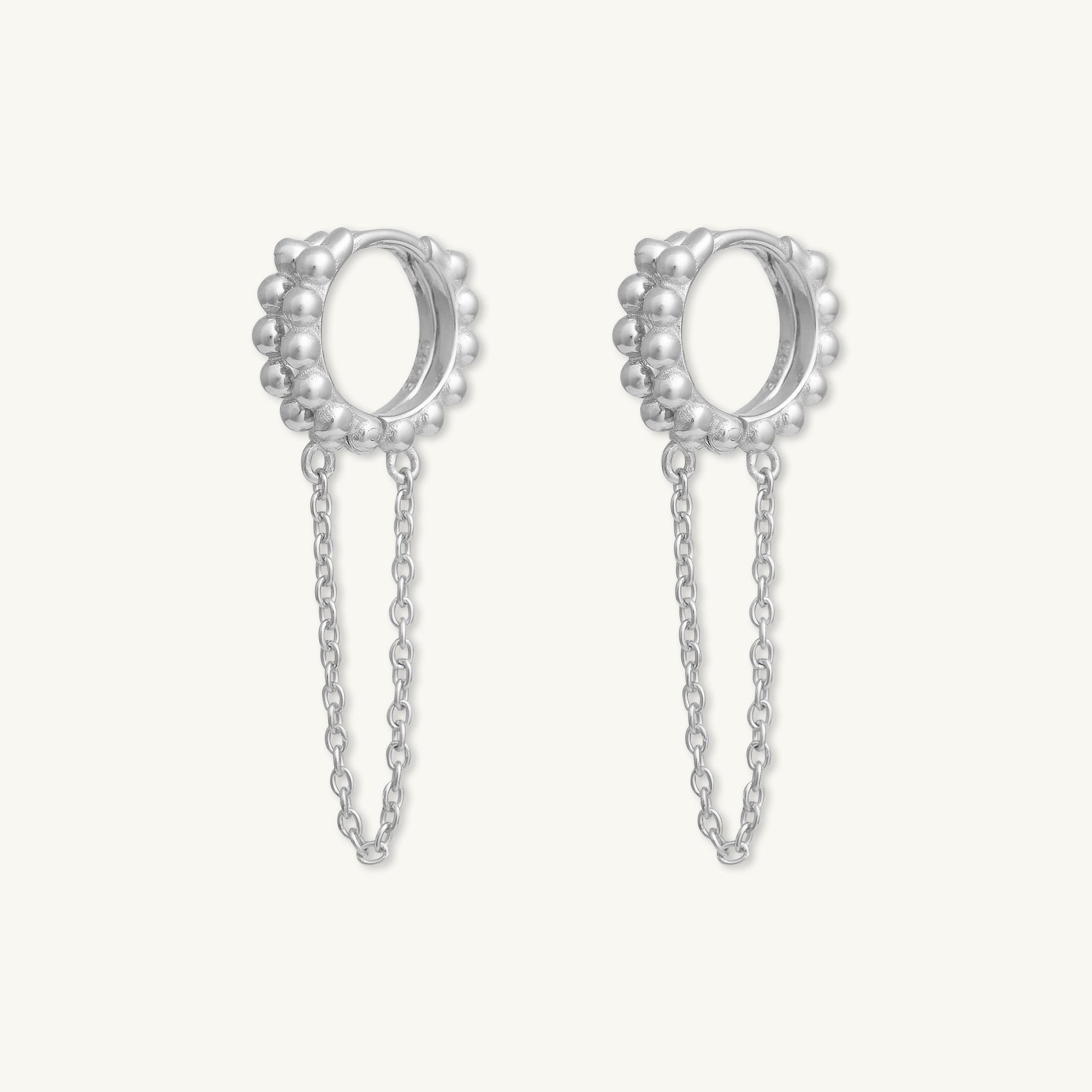 Ball Dangling Chain Huggie Earrings