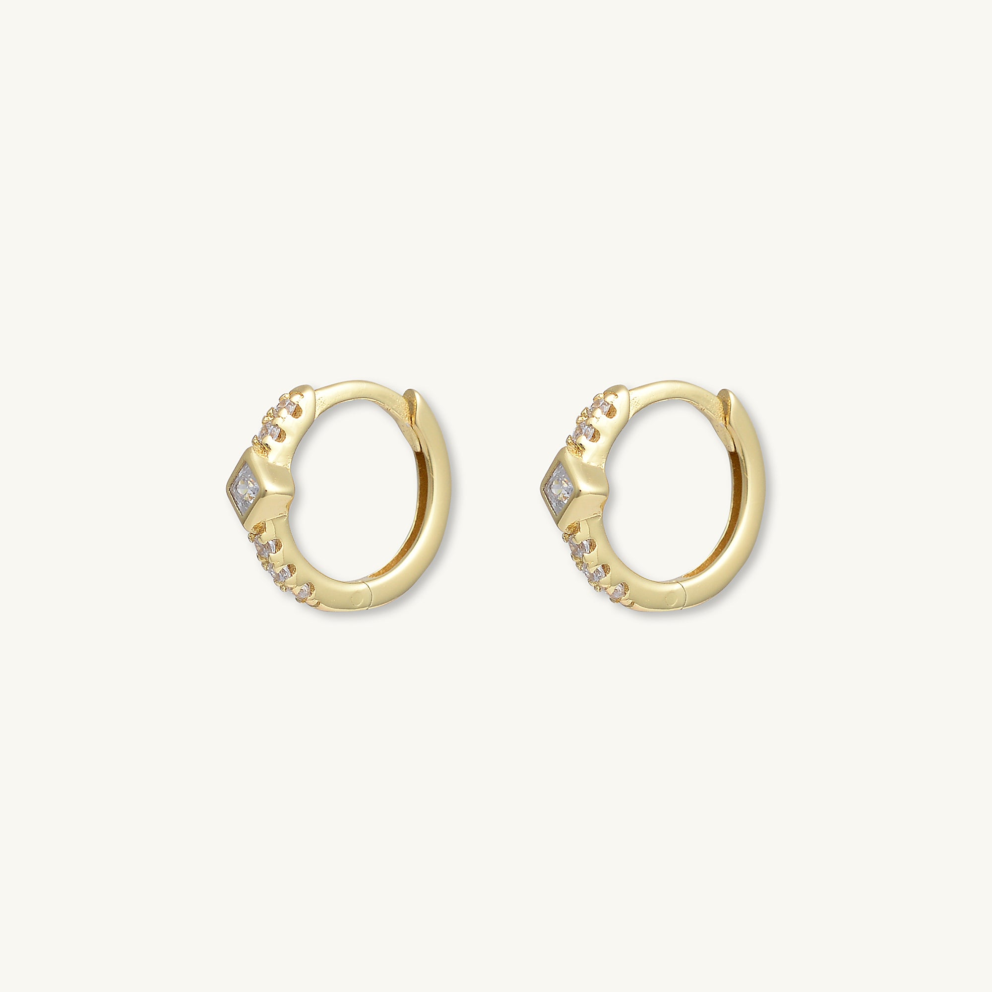 Square Zirconia Huggie Earrings