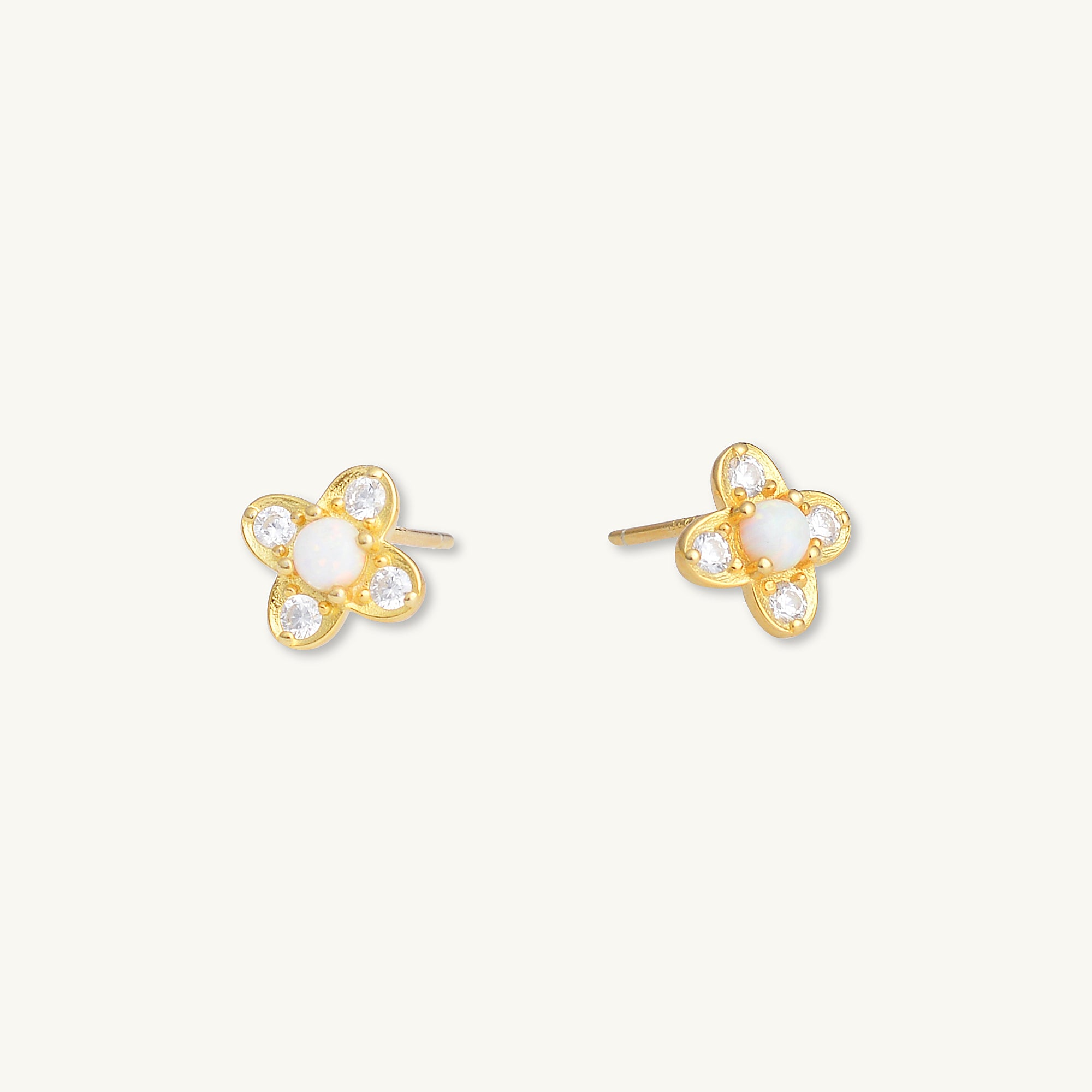 Clover Opal Zirconia Stud Earrings