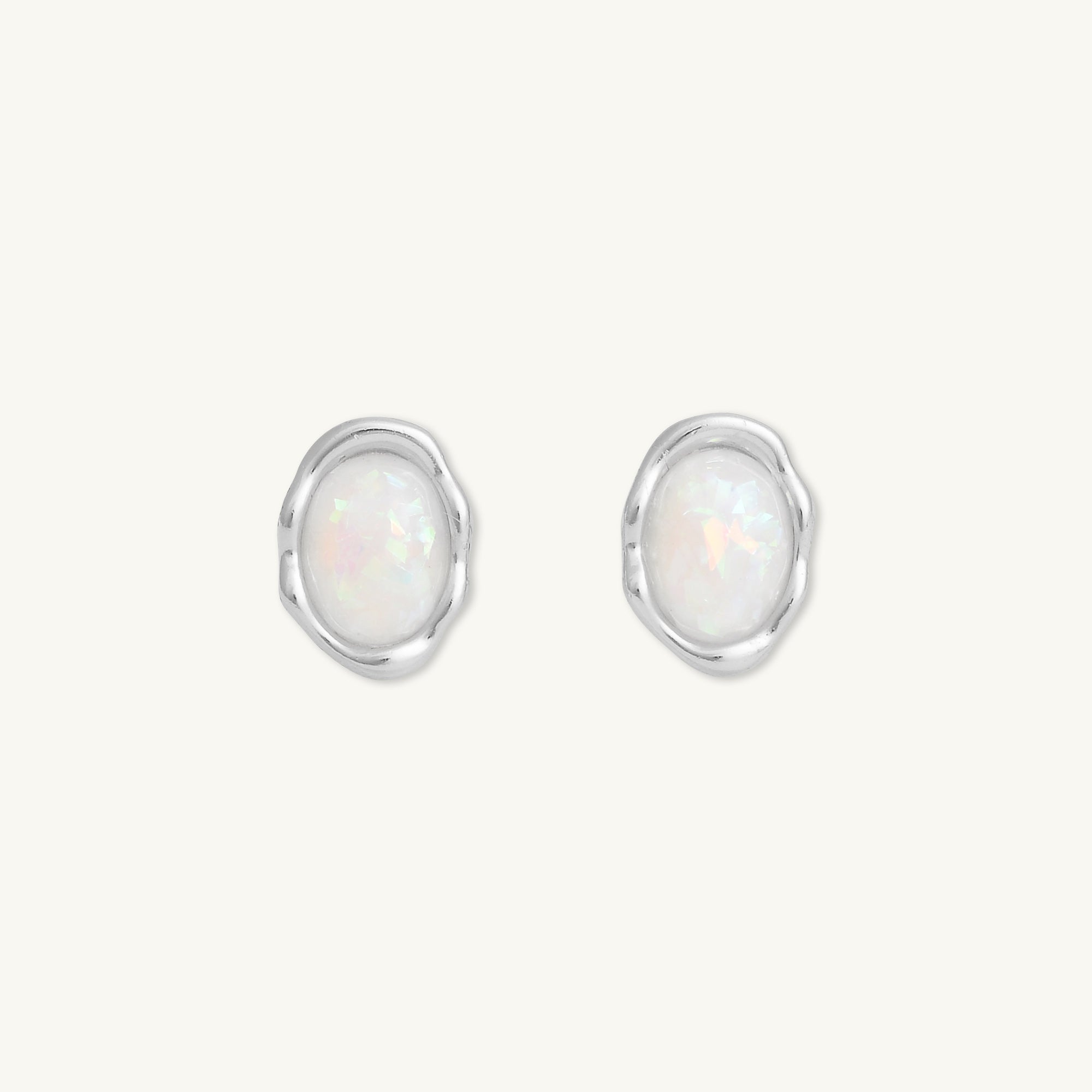 Vintage Oval Opal Stud Earrings