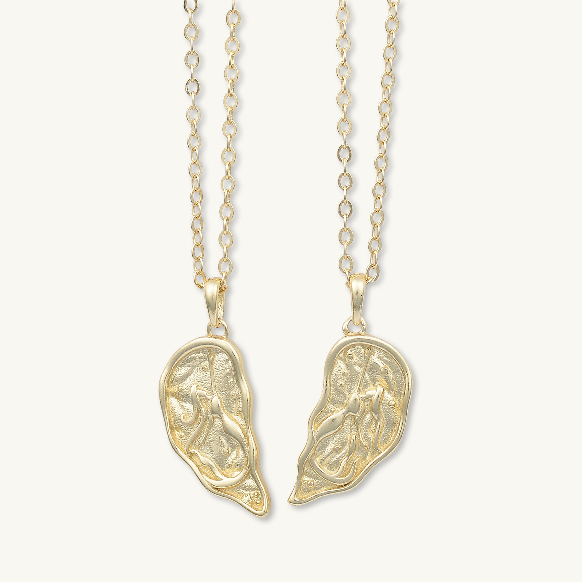 Best Friend / Sister Heart Mermaid Necklace Set