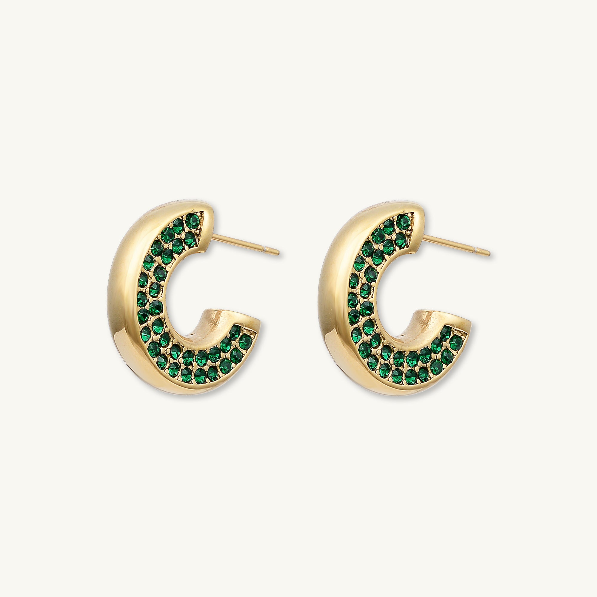 Luna Emerald Zirconia Huggie Earrings