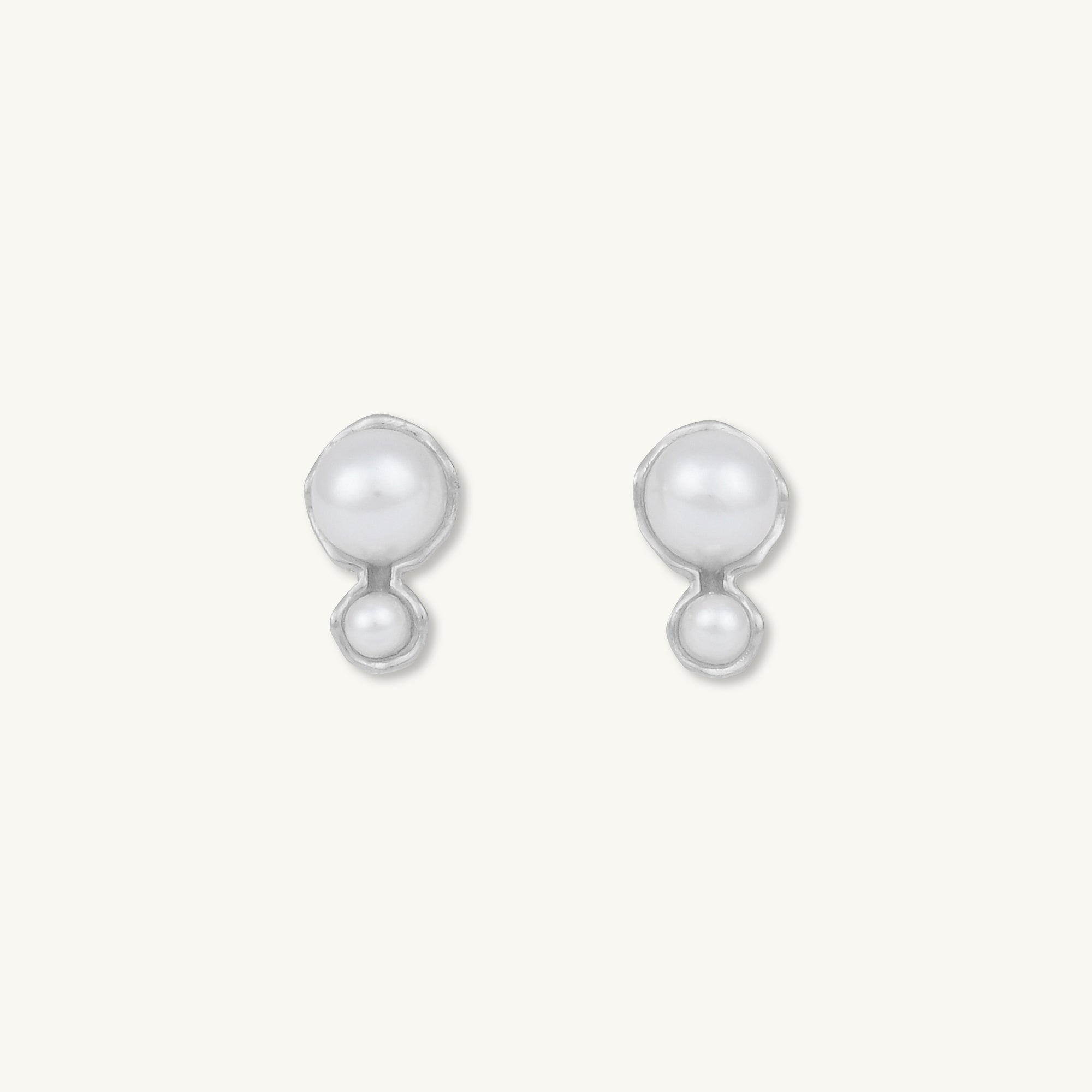 Double Pearl Stud Earrings