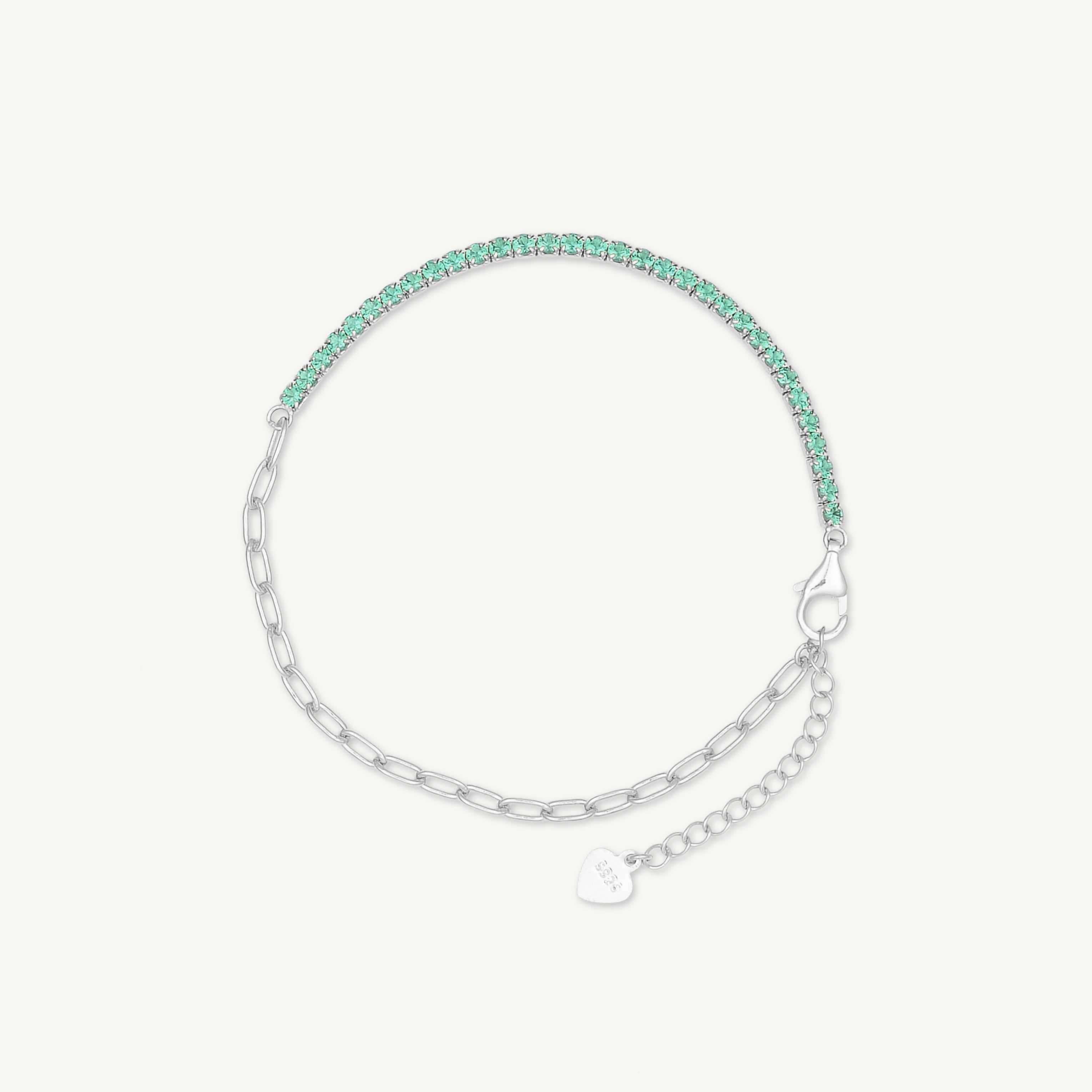 Emerald Tennis Link Chain Bracelet