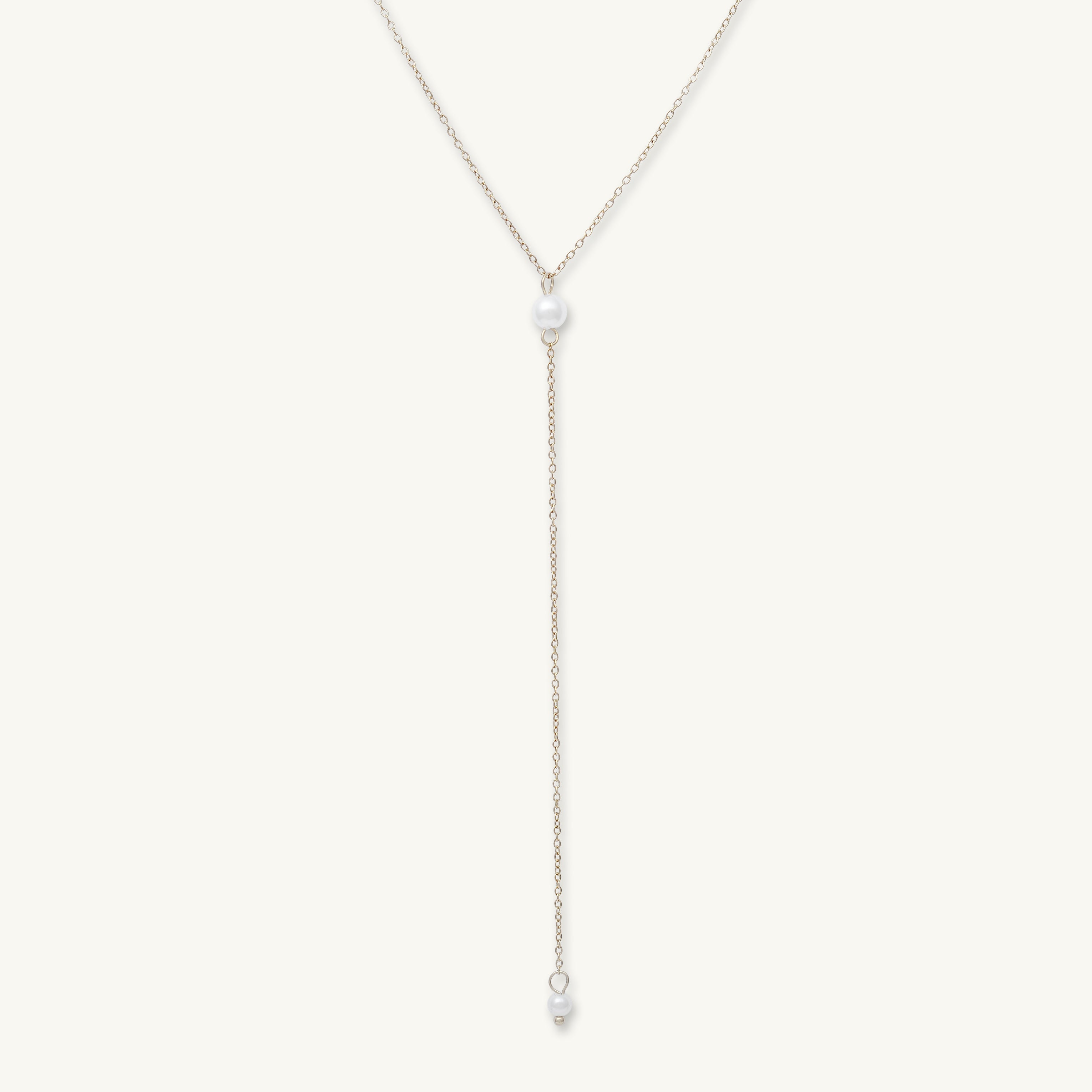 Double Pearl Y Drop Necklace