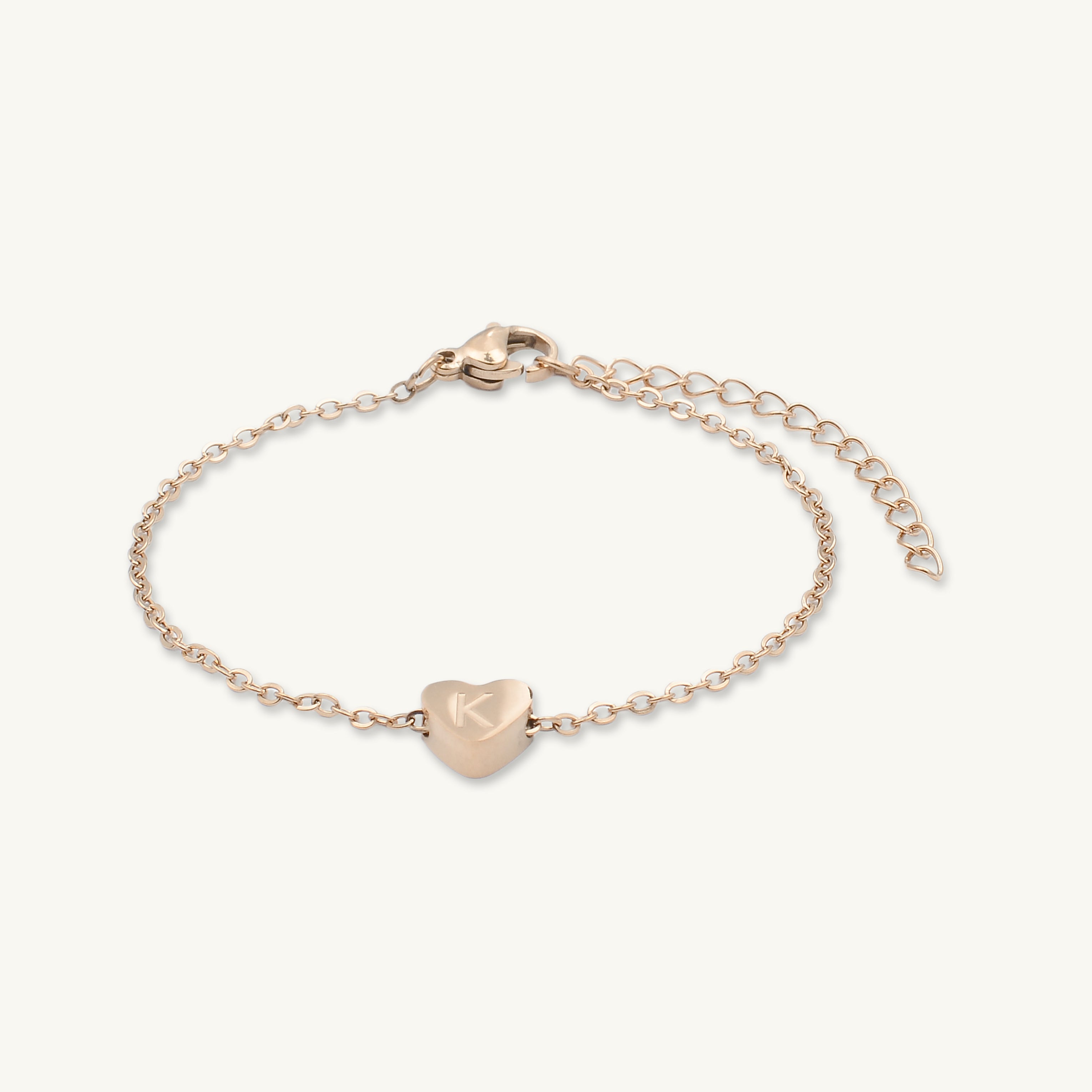 The Heart Pendant Initial Letter Bracelet