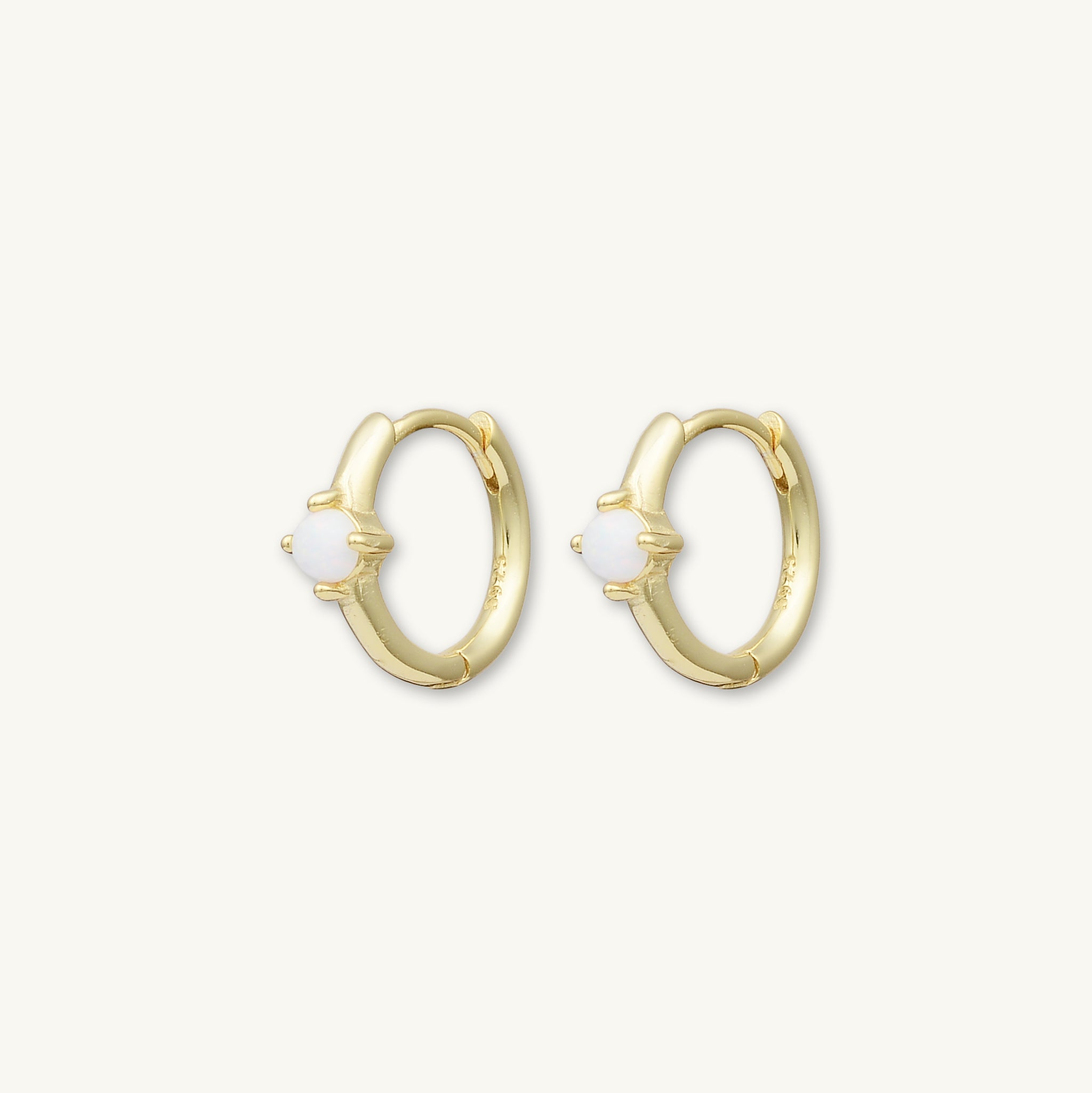 Classic Opal Huggie Hoop Earrings