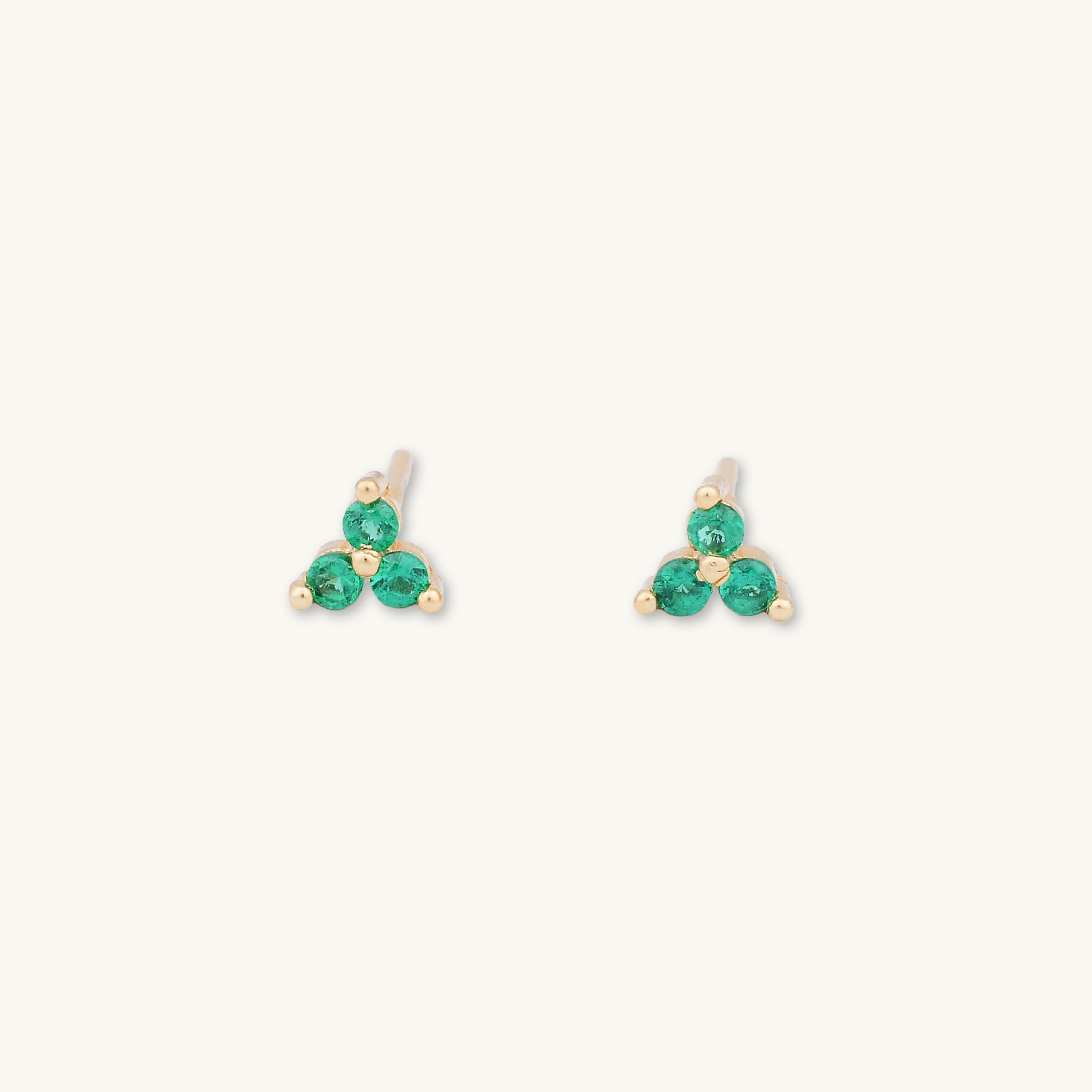 Emerald Lotus Sapphire Stud Earrings