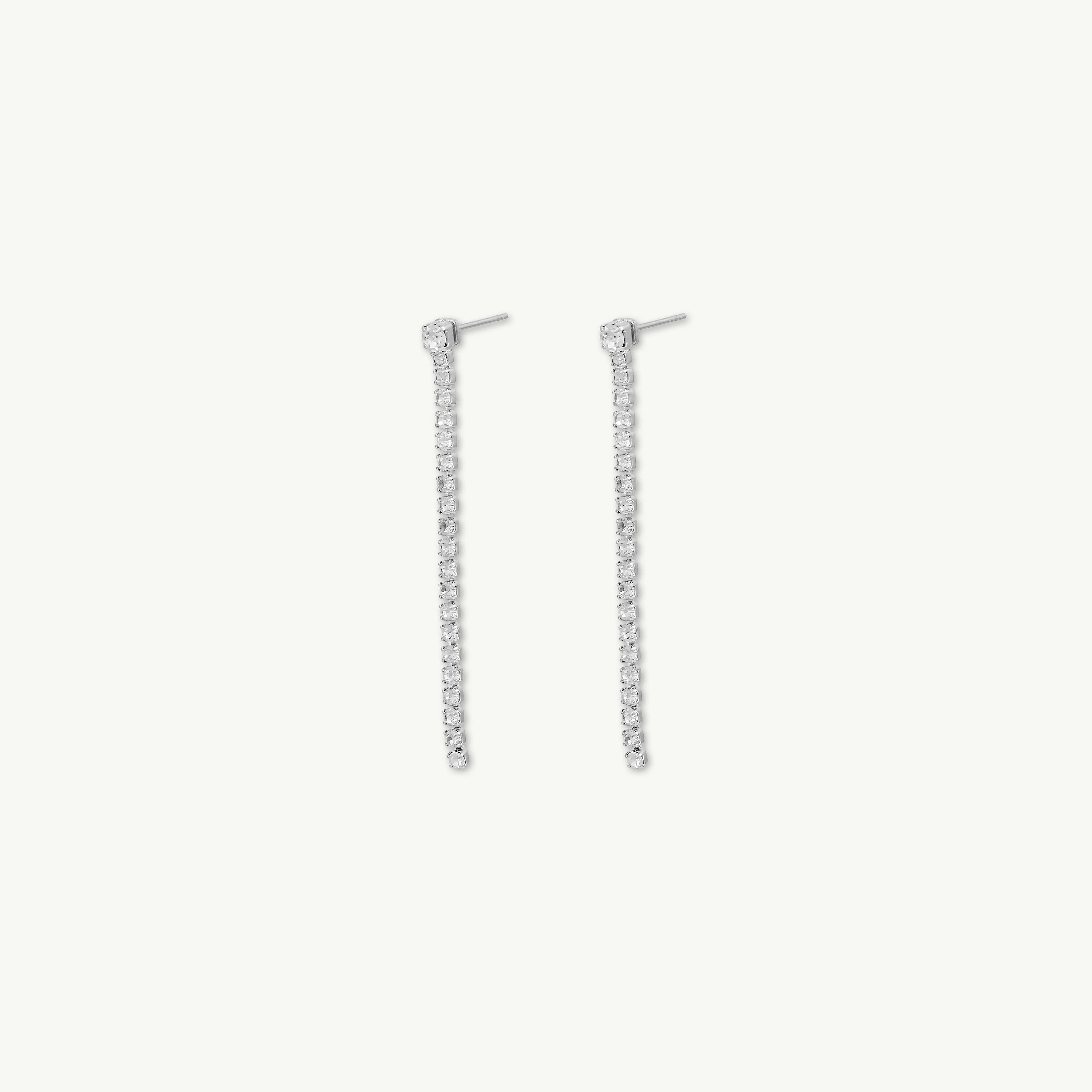 Tennis Sapphire Chain Stud Earrings