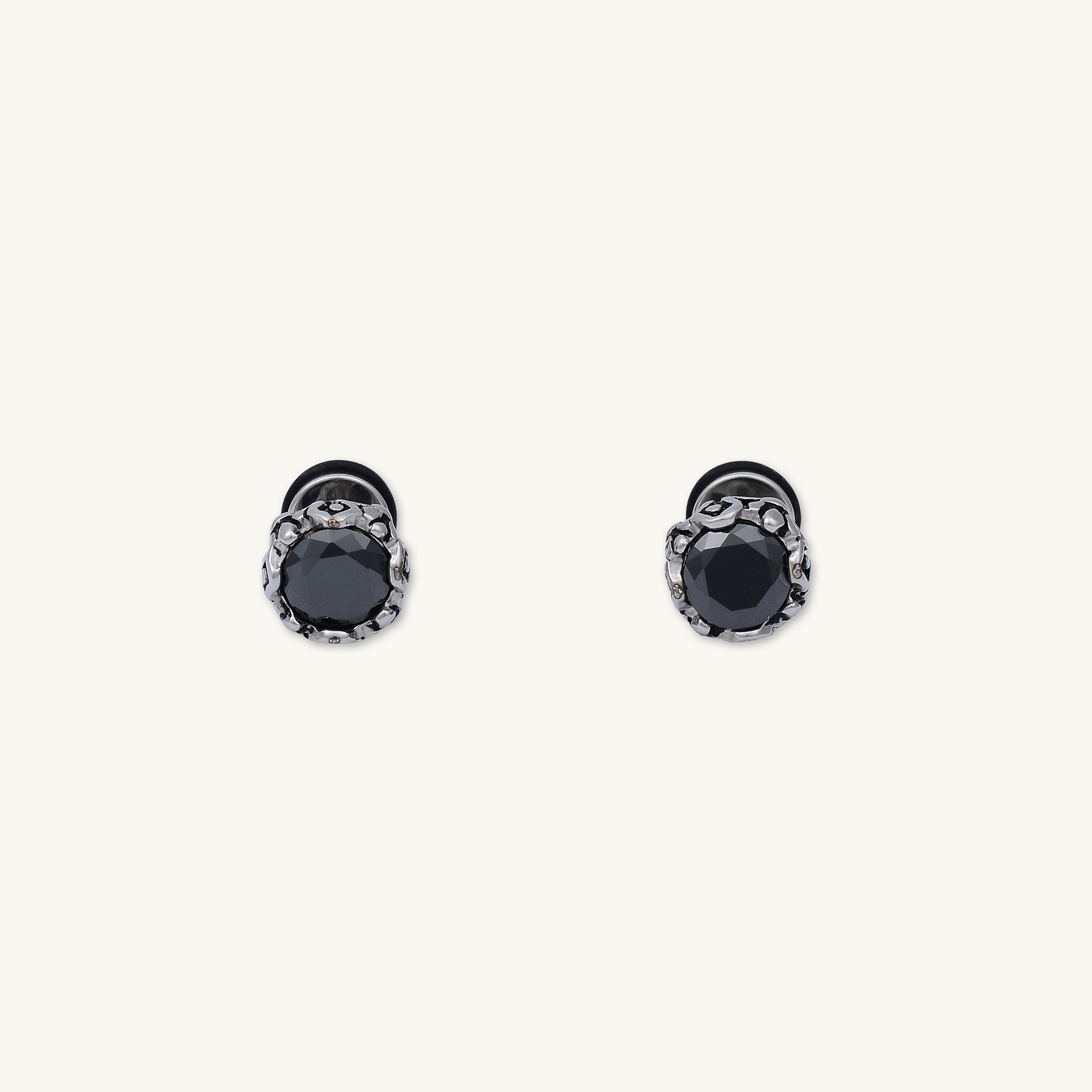 Unisex Black Zirconia Gothic Stud Earrings