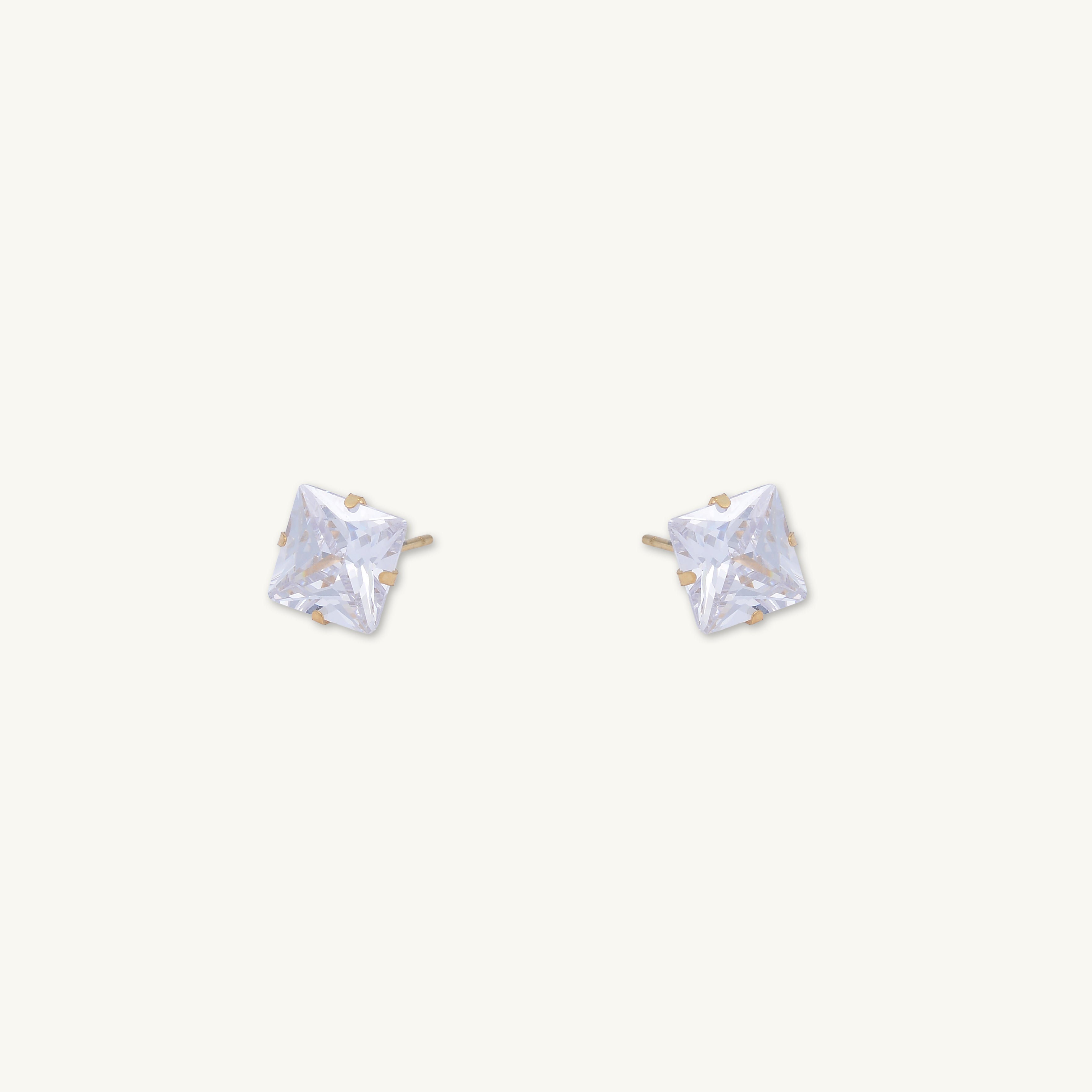 8mm Unisex Square Zirconia Stud Earrings