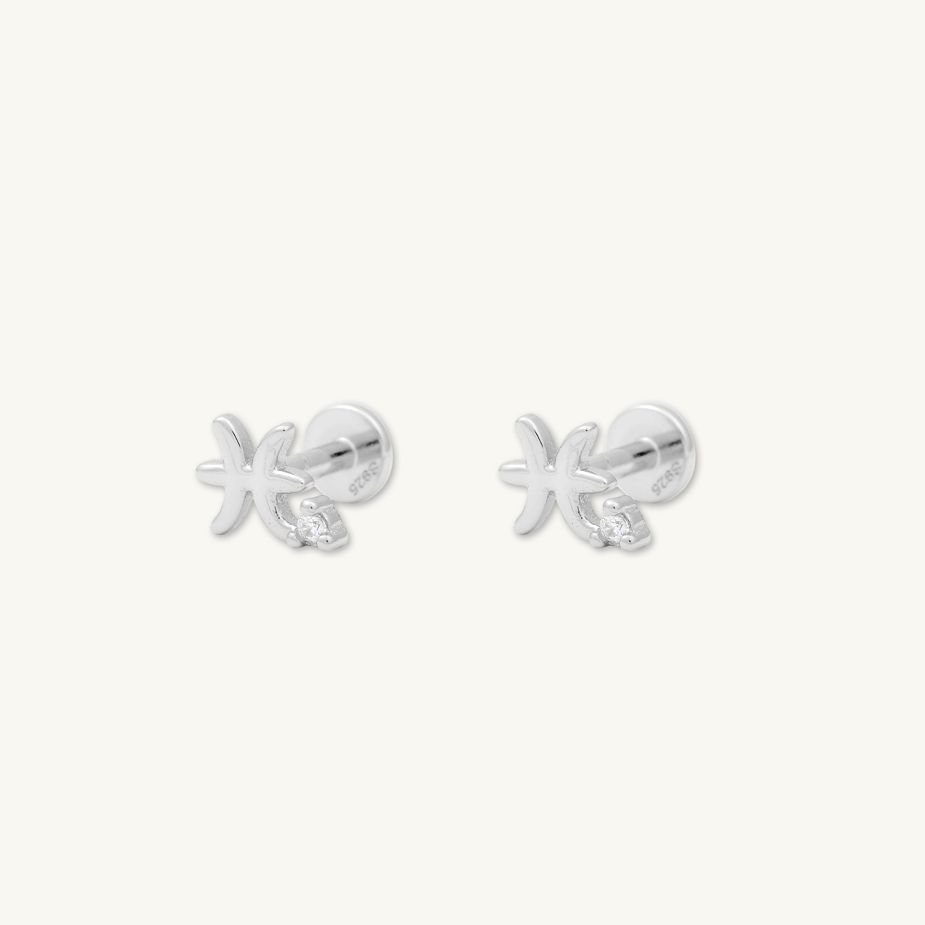 Pisces Zodiac Star Sign Flat Back Earrings