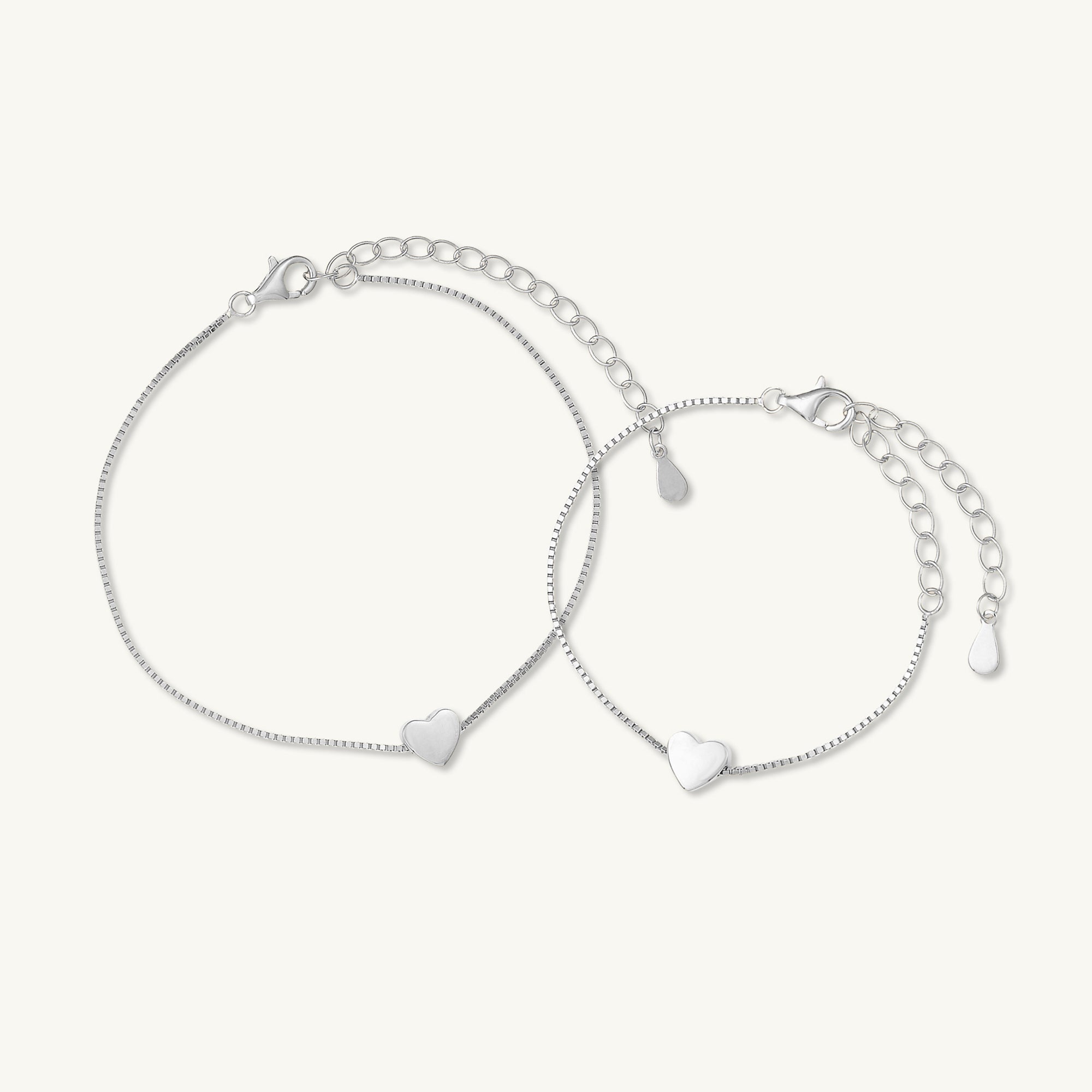 Solid Heart Chain Bracelet - Mum & Me Set