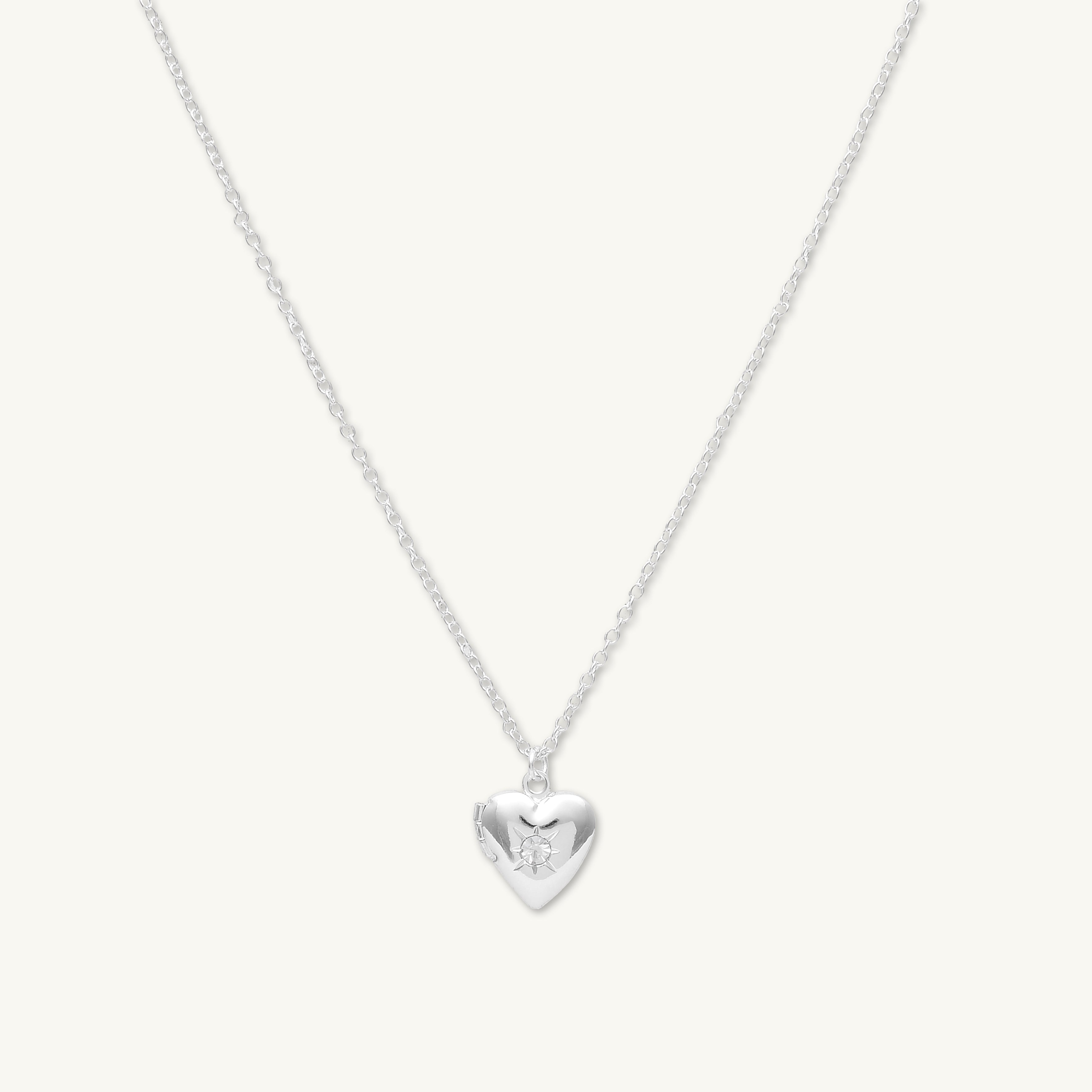 North Star Heart Photo Locket Necklace