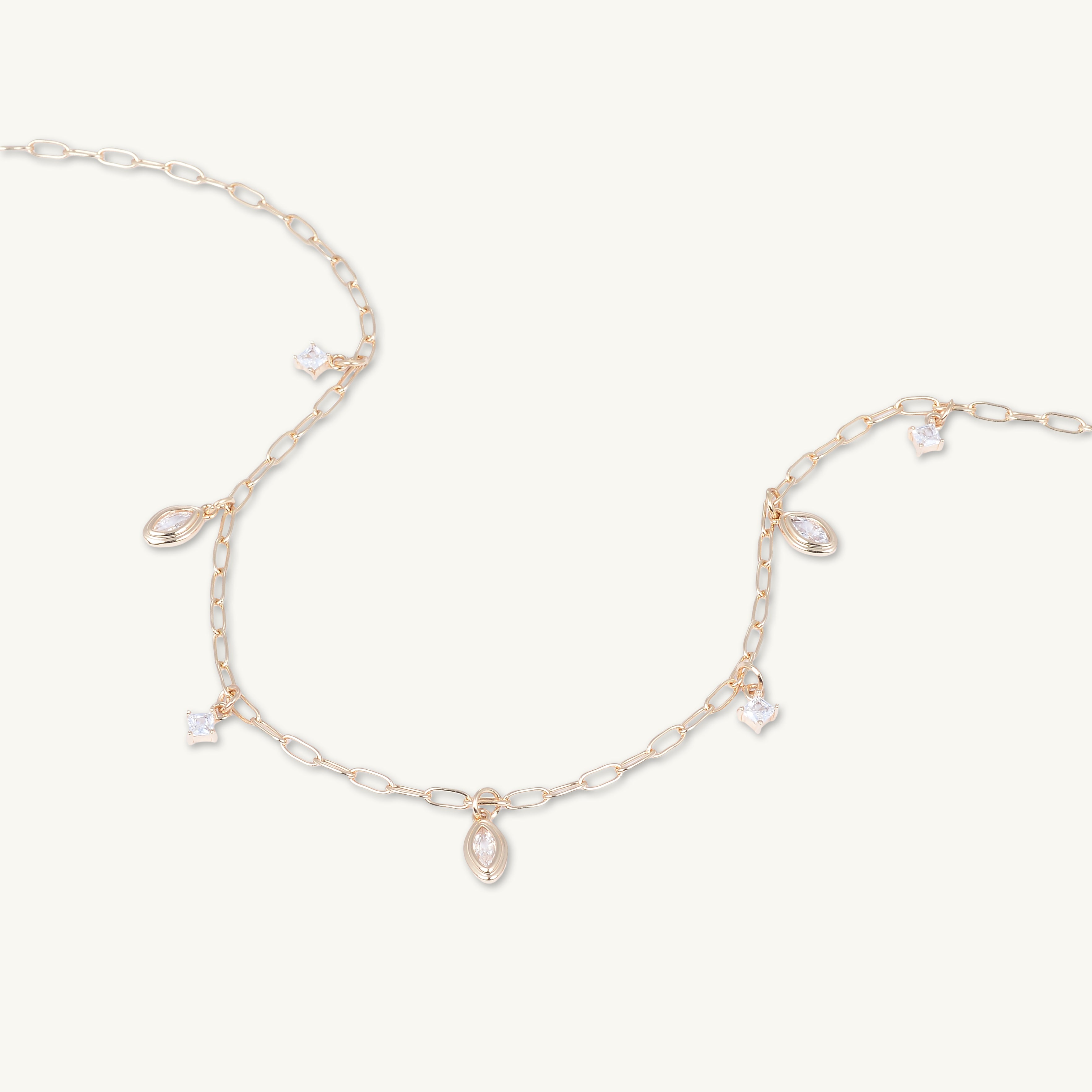 Marquise Zirconia Satellite Link Necklace