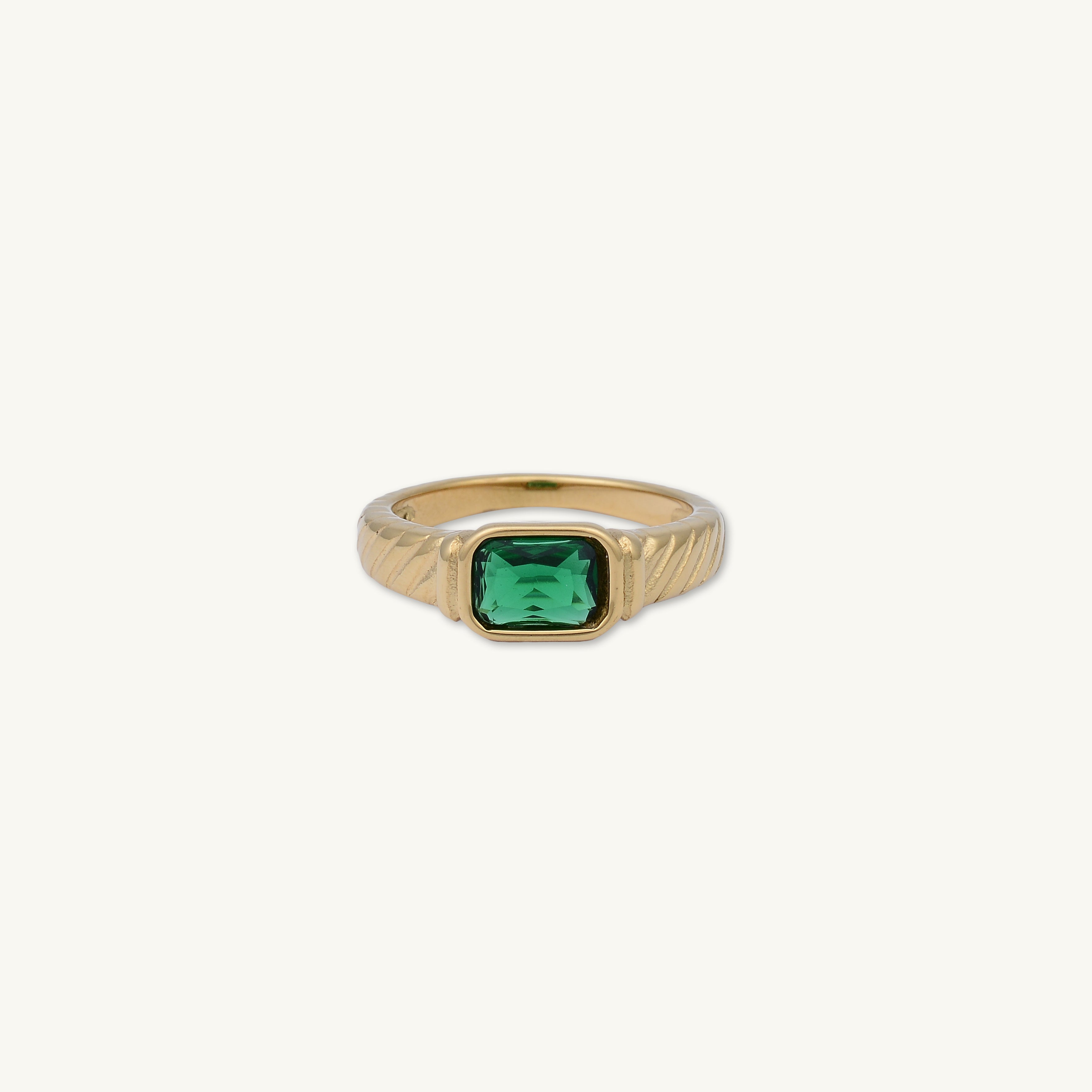 Vintage Emerald Baguette Statement Ring