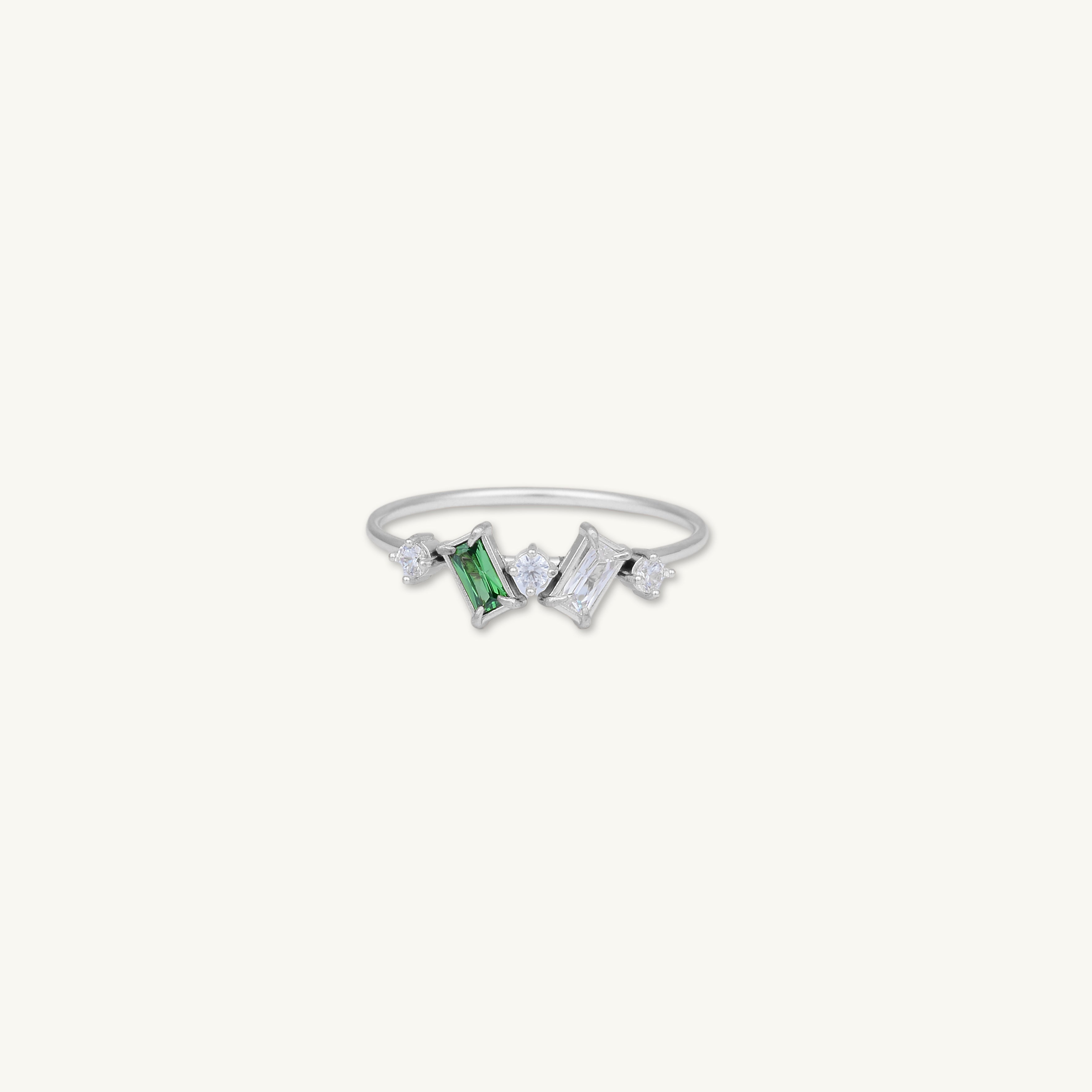 Cluster Emerald Zirconia Baguette Ring