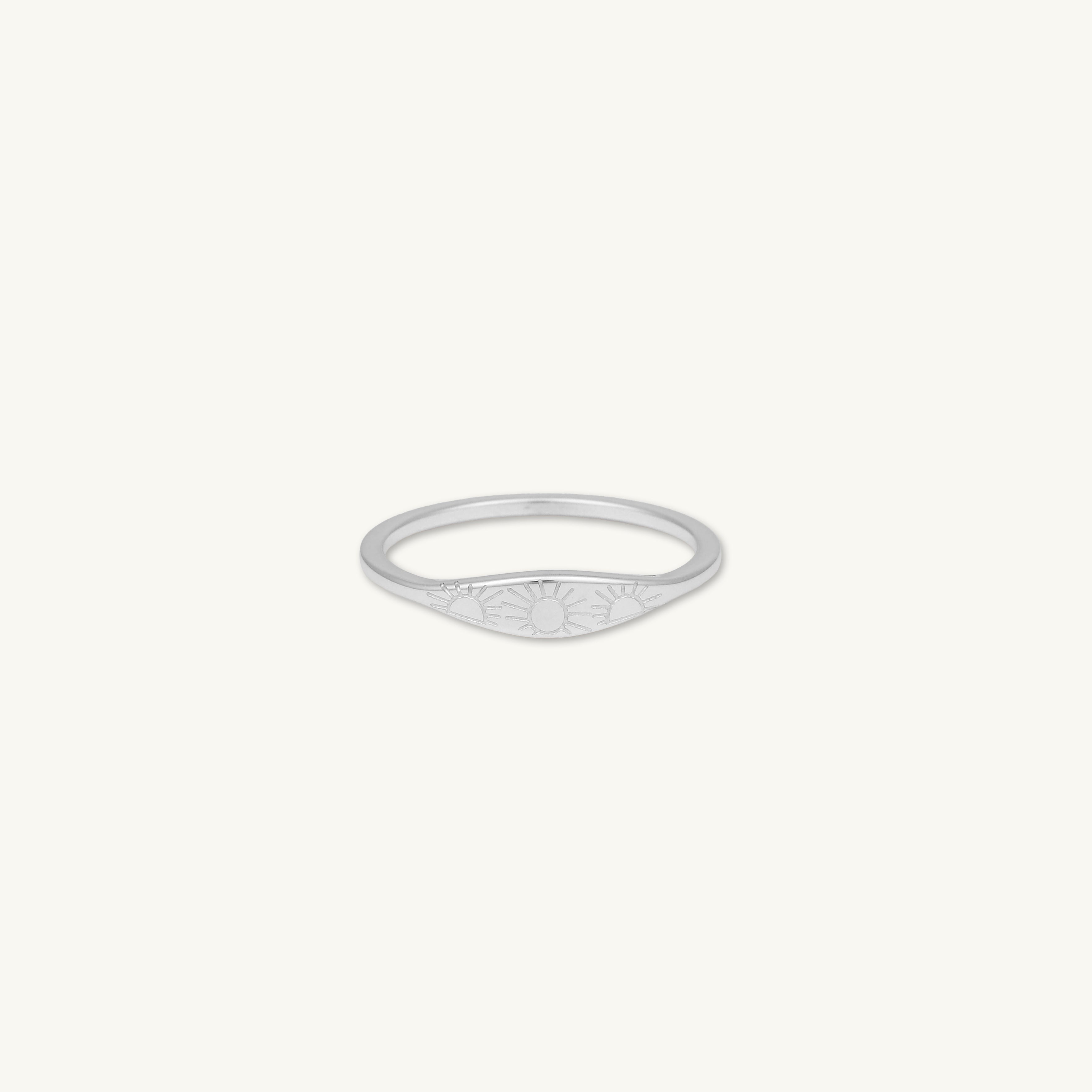 Celestial Trio Sun Signet Stacker Ring