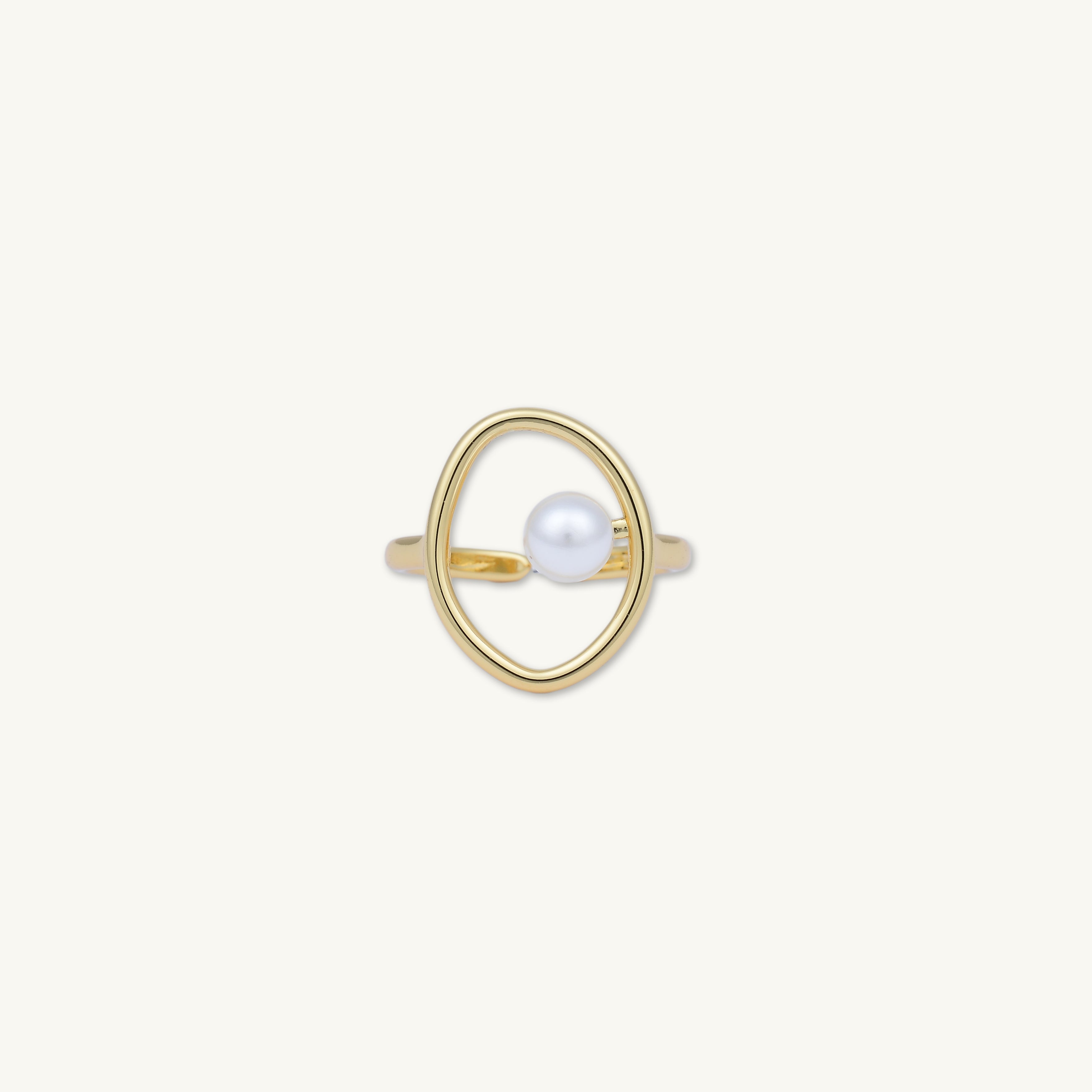 Oval Open Pearl Statement Ring