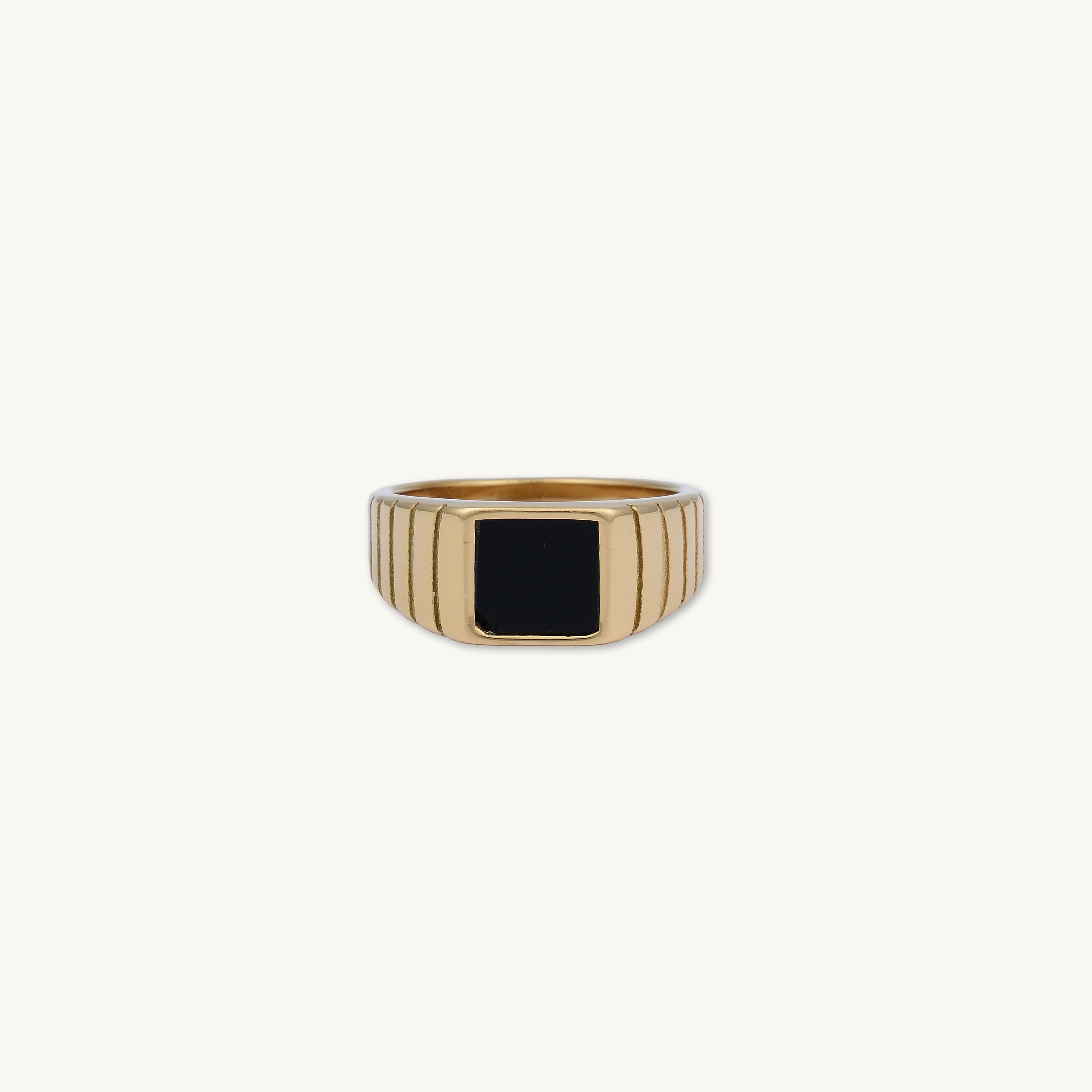 Unisex Black Signet Statement Ring