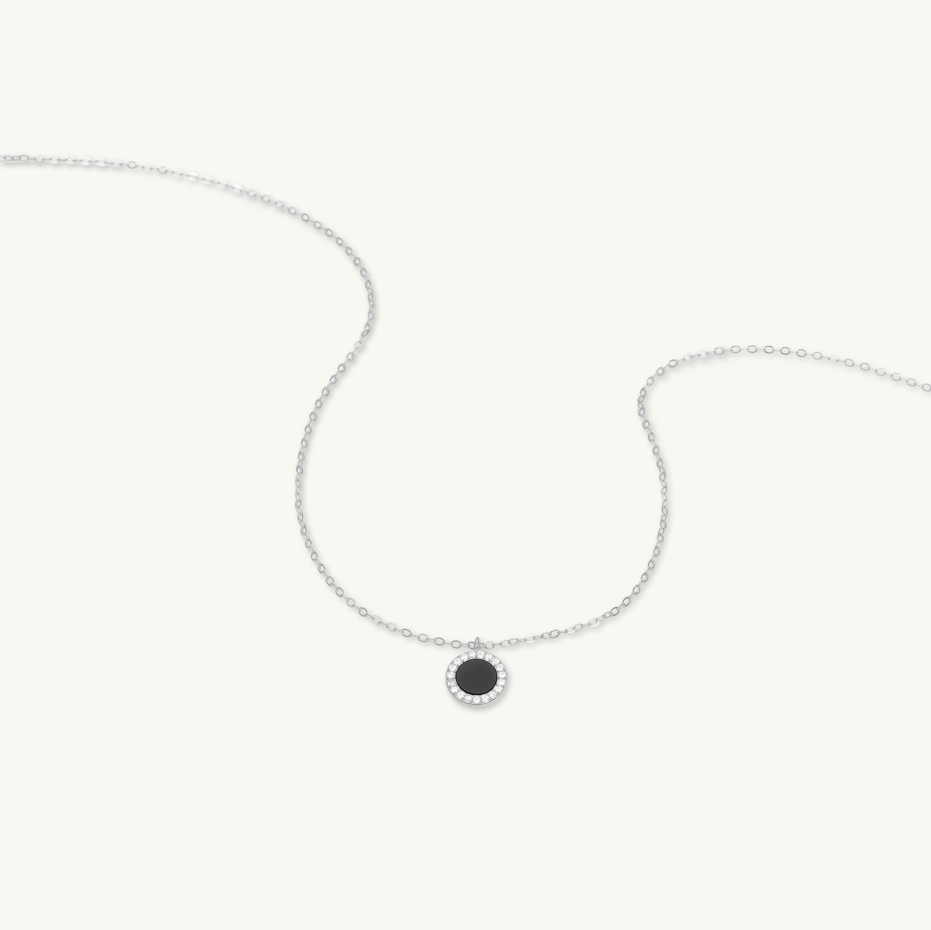 Black Lacquered Circle Necklace