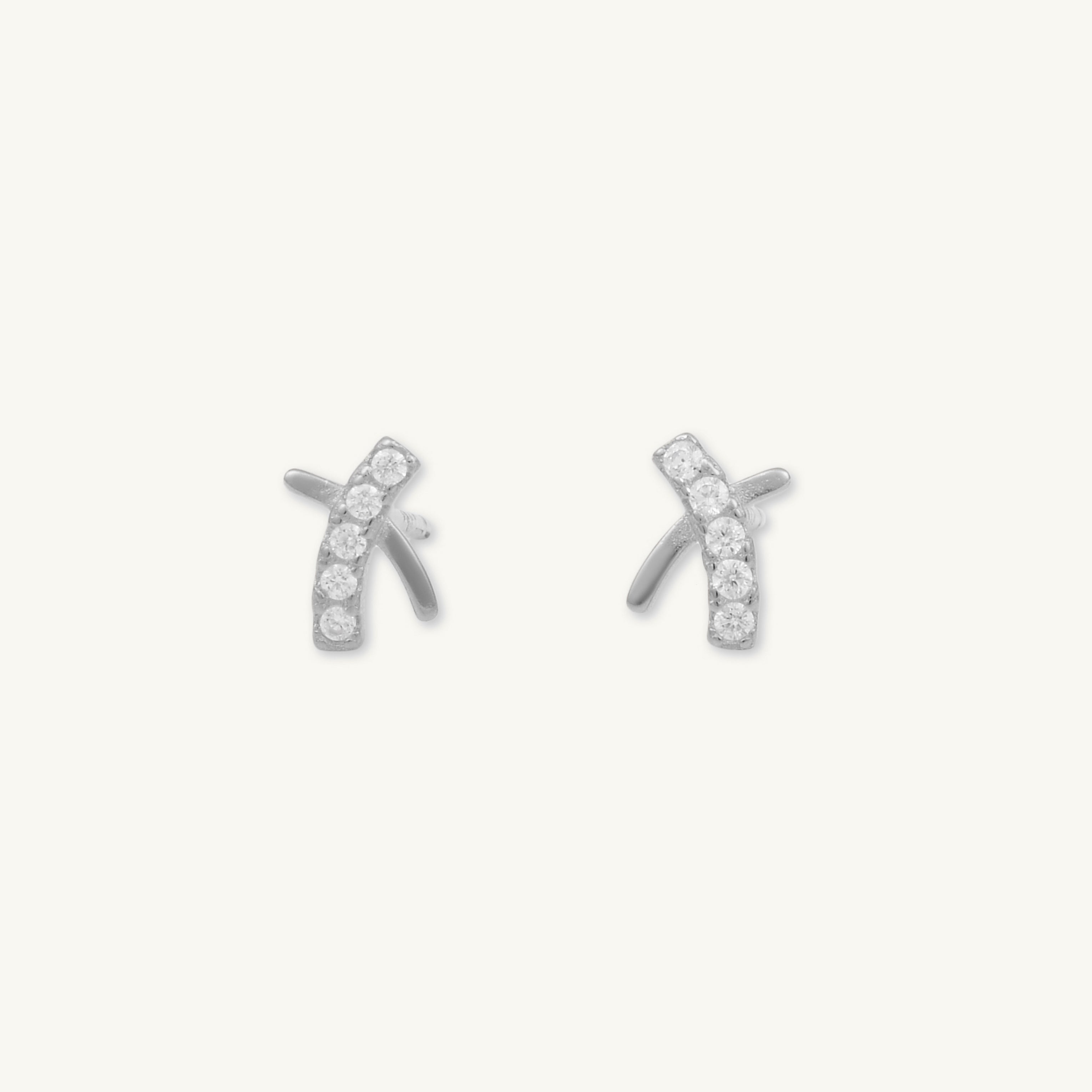 Cross Sapphire Stud Earrings