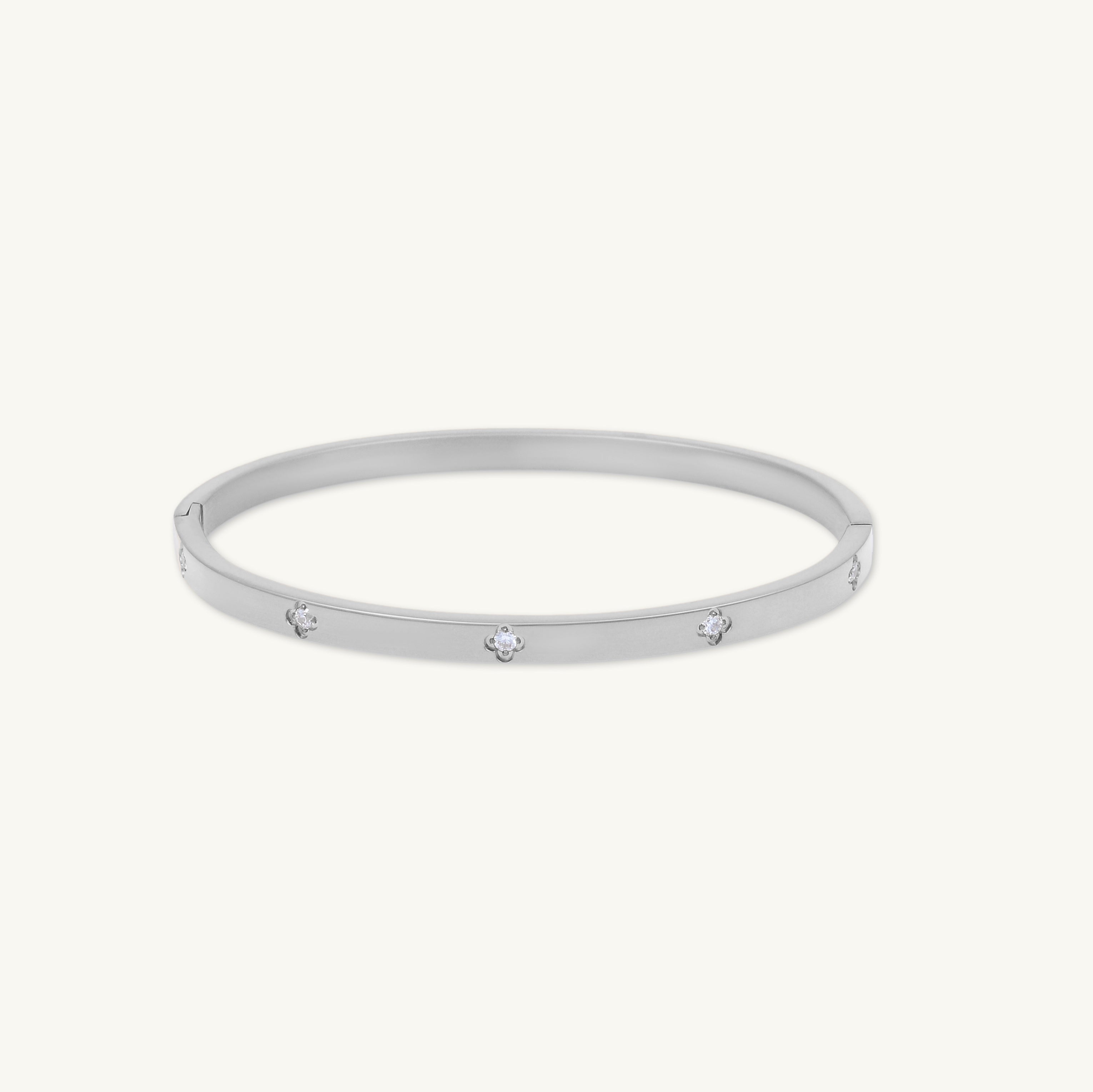 Slim Zirconia Hinged Bangle Bracelet