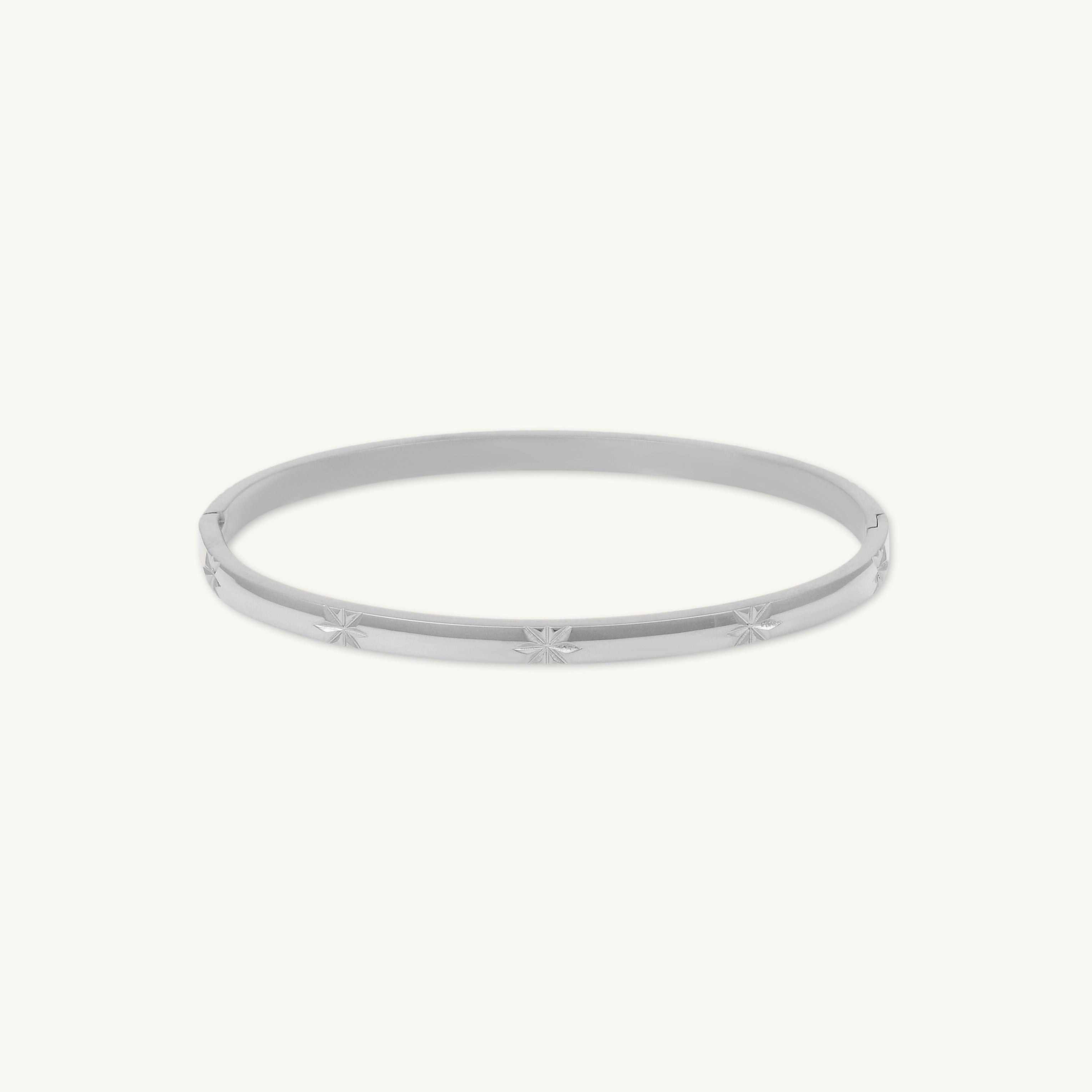 North Star Hinged Bangle Bracelet