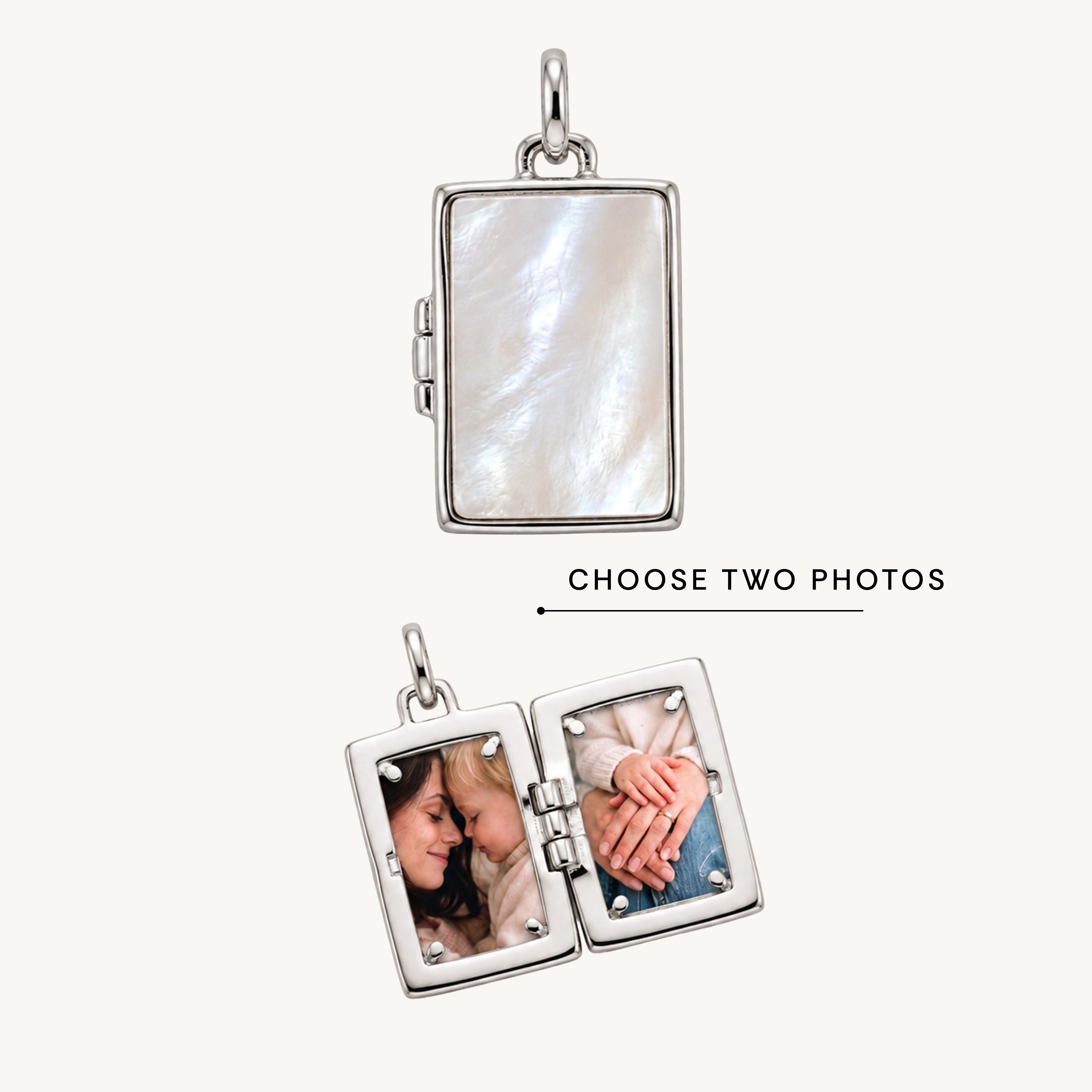 Rectangle MOP Photo Locket Pendant