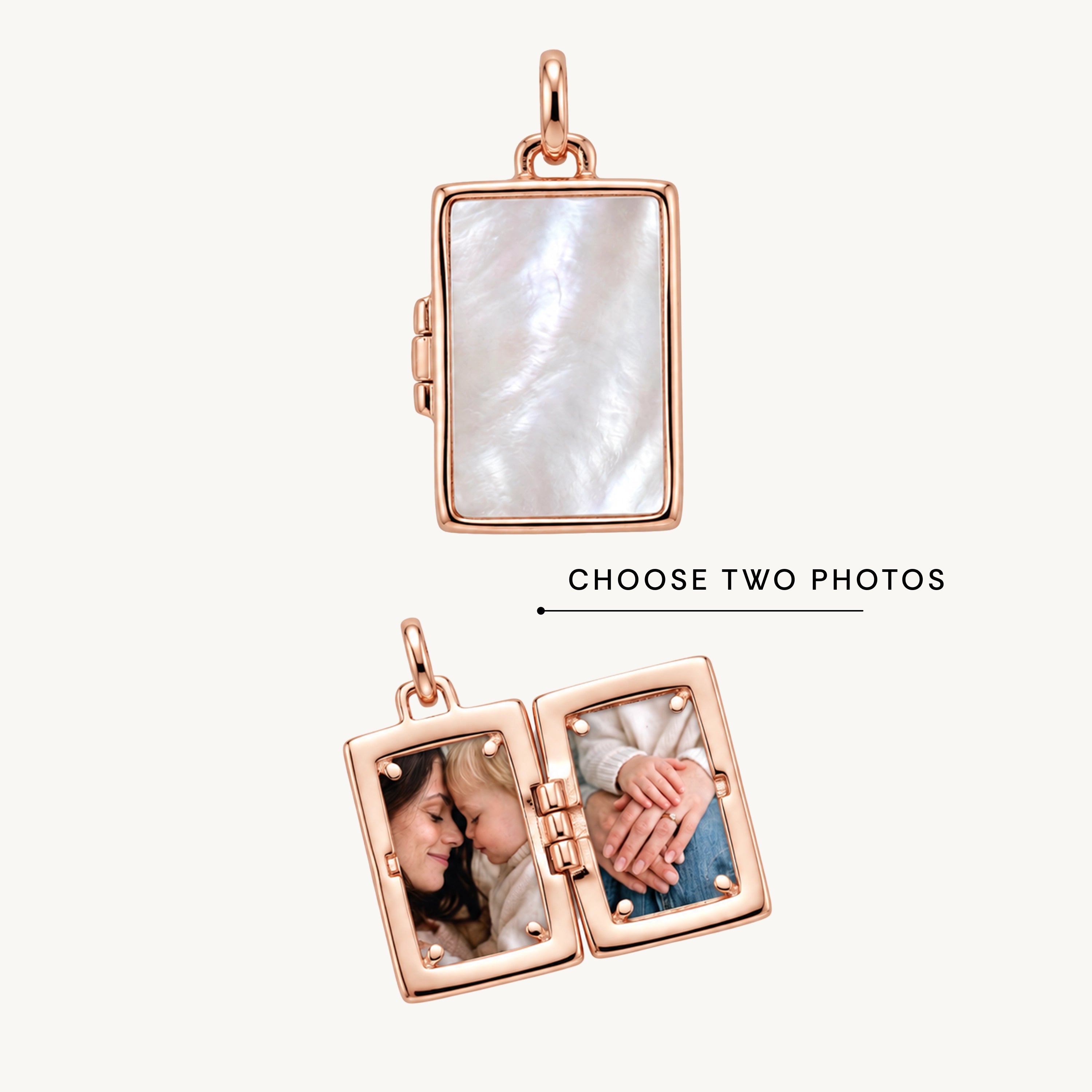 Rectangle MOP Photo Locket Pendant