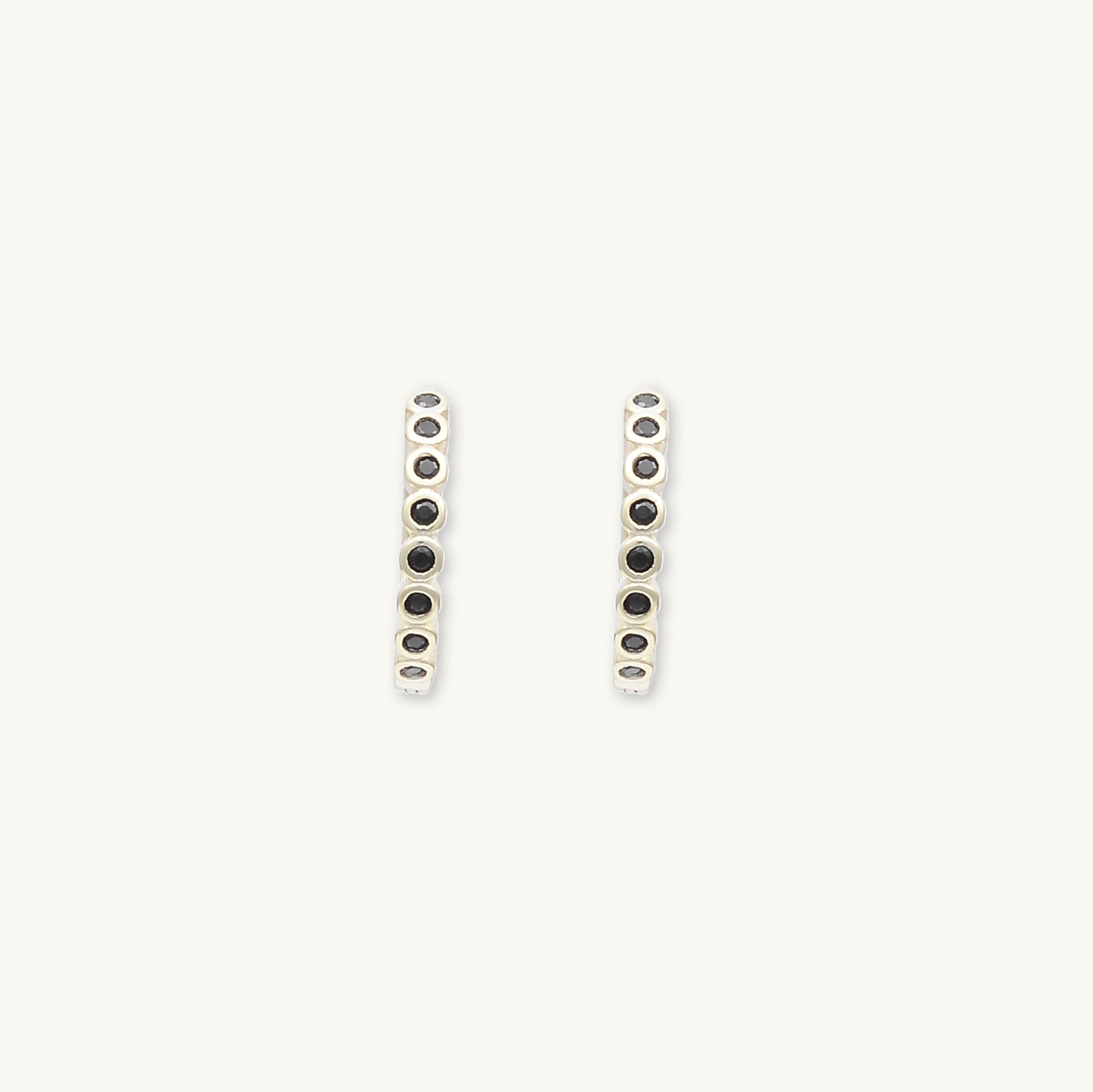 Black Round Sappphire Huggie Hoops - Camile & Stone