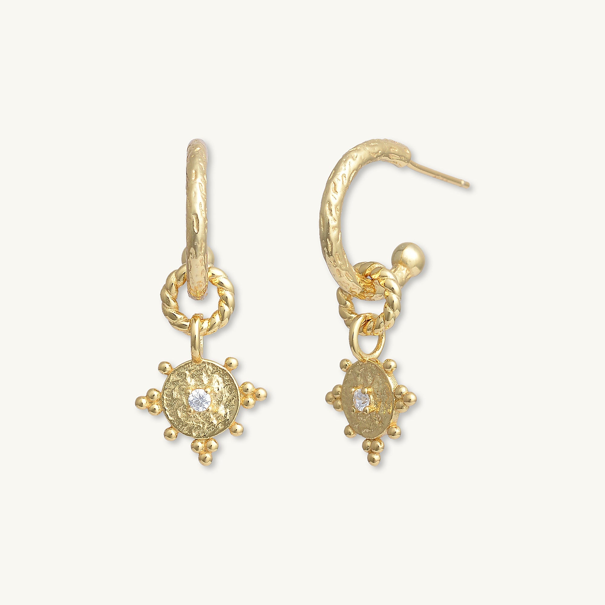 Boho Sapphire Dangle Molten Huggie Earrings - Camile & Stone