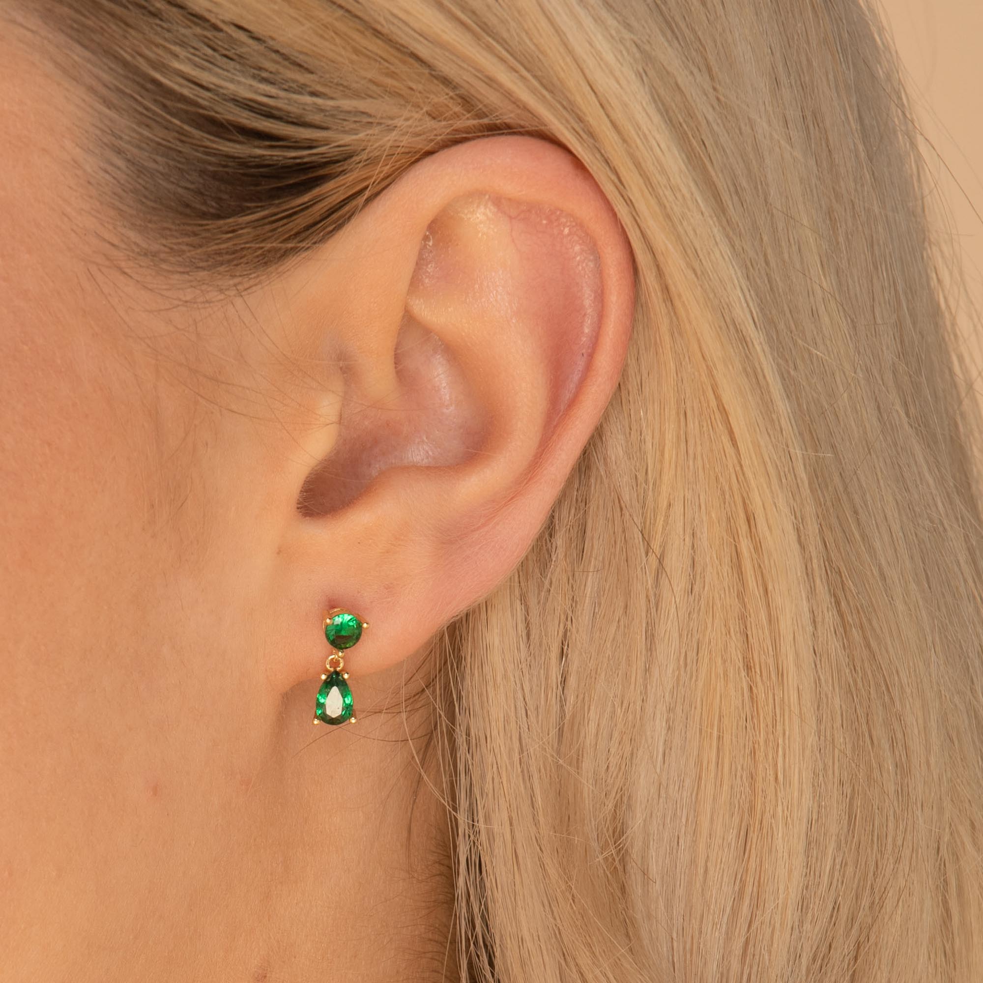 Emerald Teardrop Sapphire Earrings