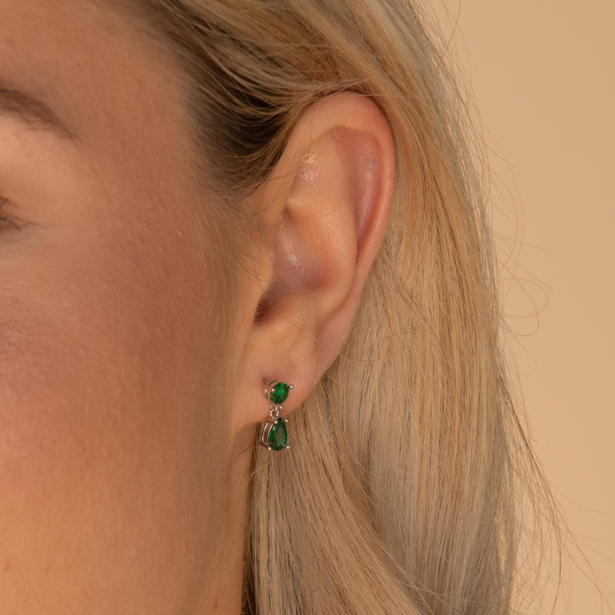 Emerald Teardrop Sapphire Earrings