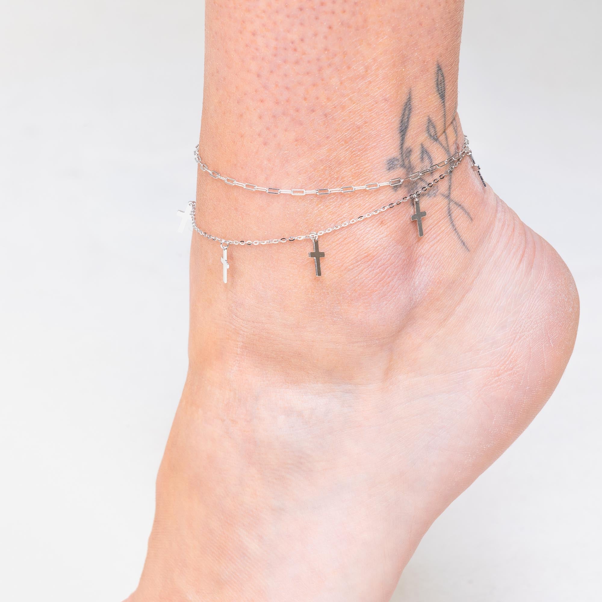 Cross Dangling Chain Anklet